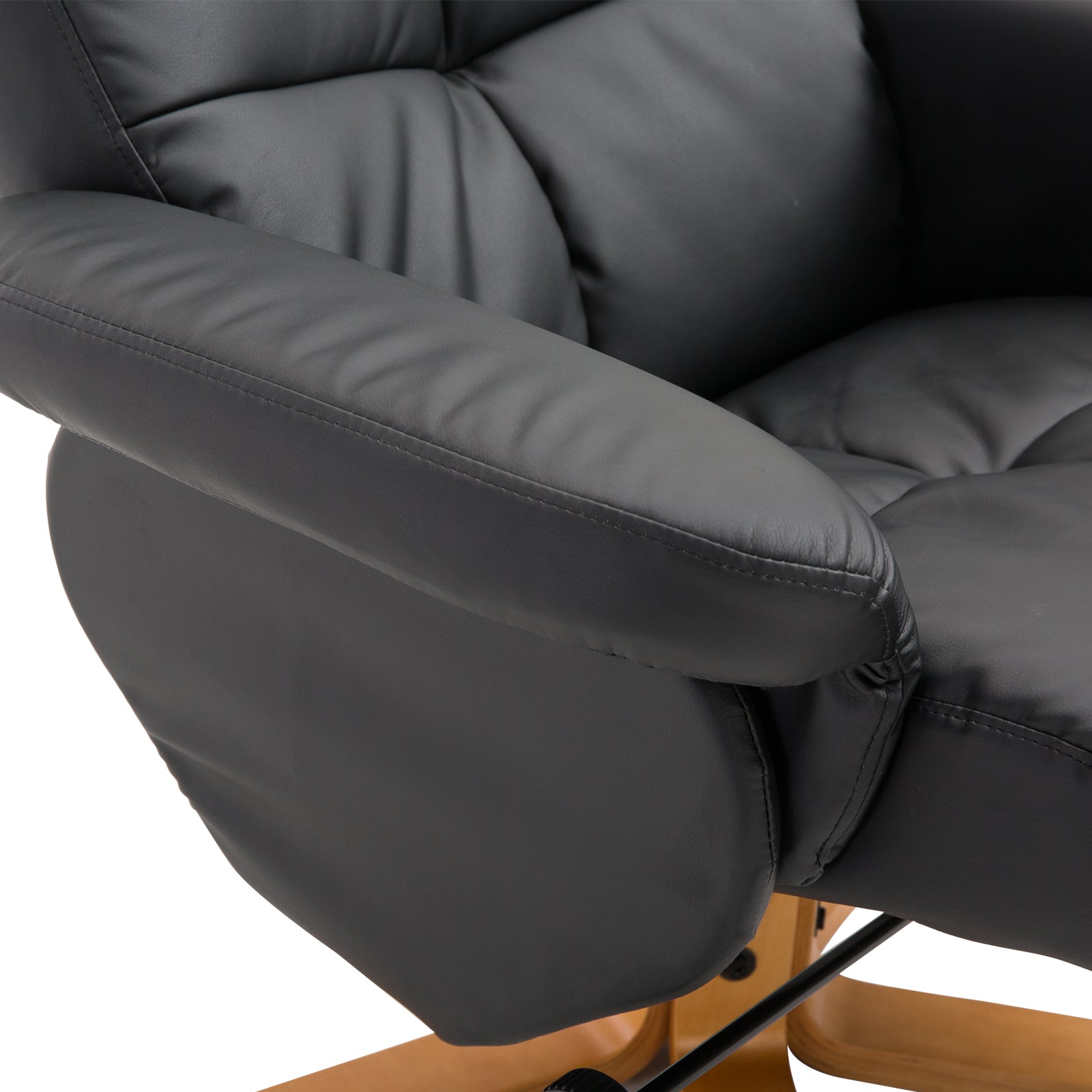 Fauteuil relax inclinable fauteuil de salon avec repose-pieds pouf coffre rangement revêtement synthétique couleur noire