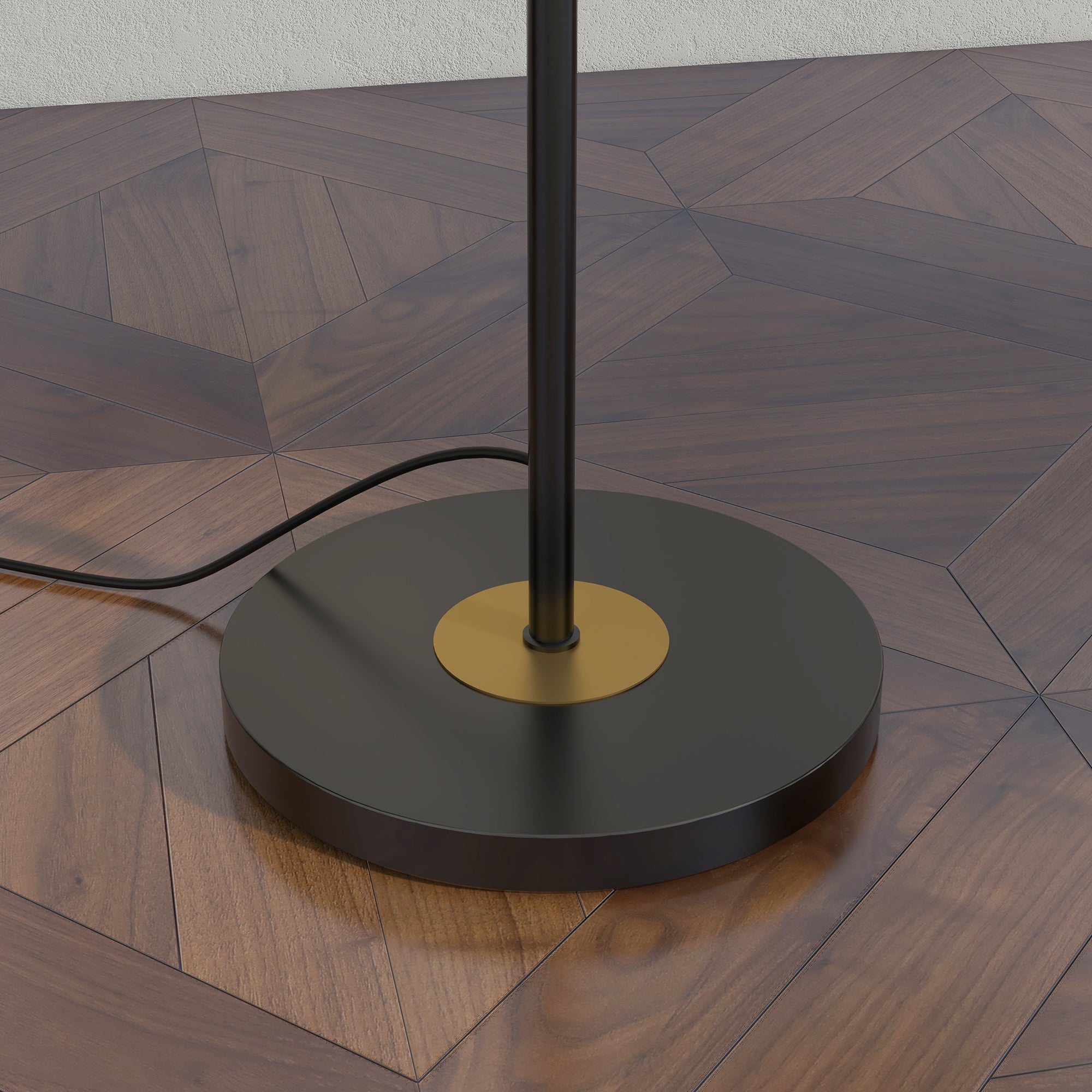 Lampadaire sur pied salon en métal avec 3 abat-jours globe métal chromé 40W Ø 36 x 162H cm noir et gris