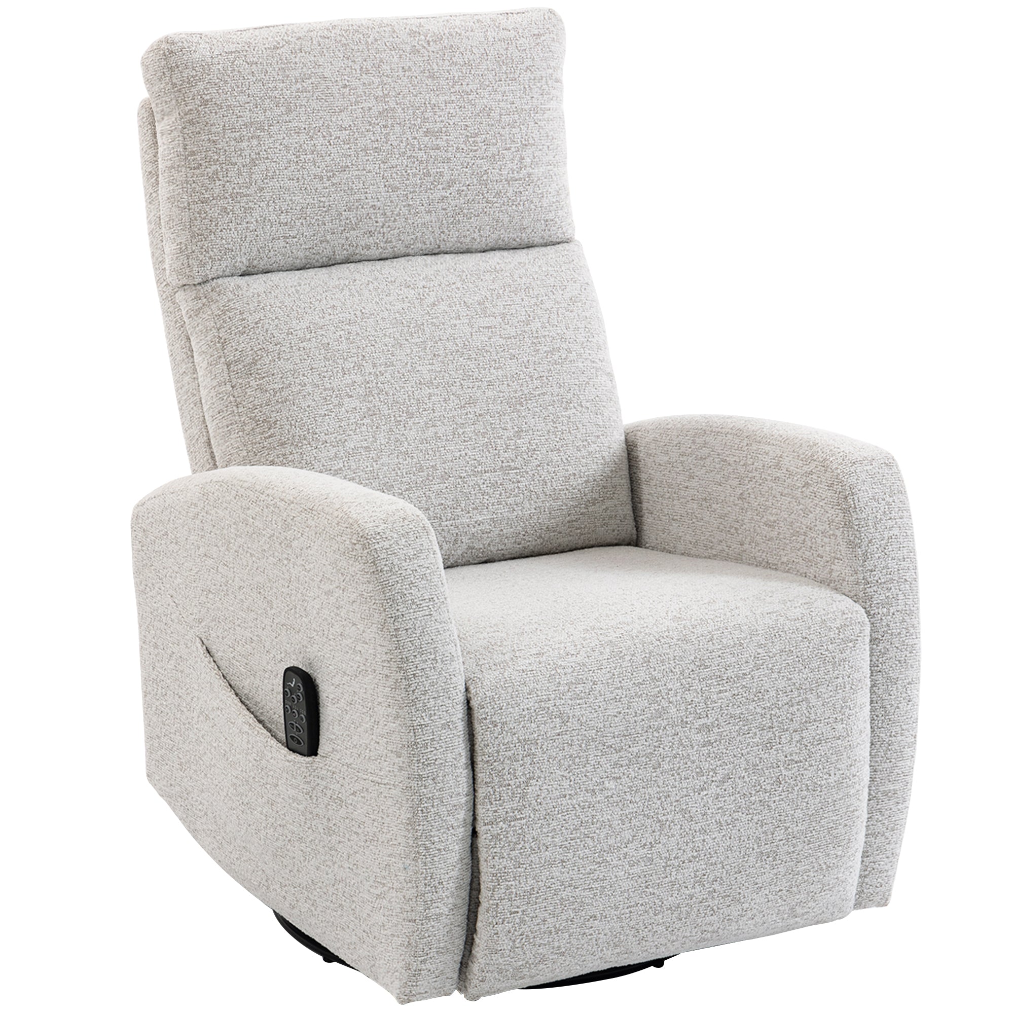 Fauteuil inclinable de massage et chauffage, fauteuil de relaxation en chenille, dossier réglable, pivotant 360°, poches latérales, télécommande, charge 150 kg, pour salon, chambre, crème