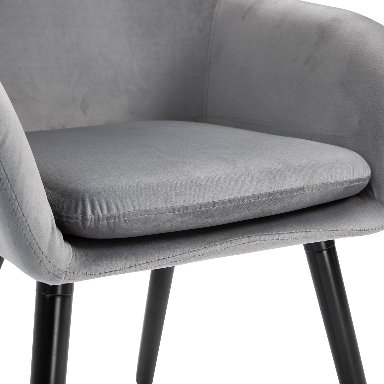 Chaises de salle à manger chaise de cuisine chaises de salon scandinave - Lot de 2 - Pieds effilés Bois Noir - Velours Gris