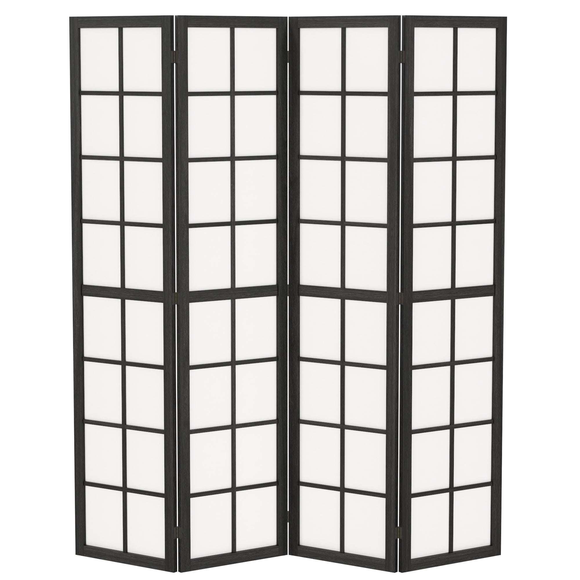 Paravent interieur pliable 4 panneaux 160 x 170 cm séparateur de pièce en bois closion de séparation pour salon chambre à coucher maison, noir
