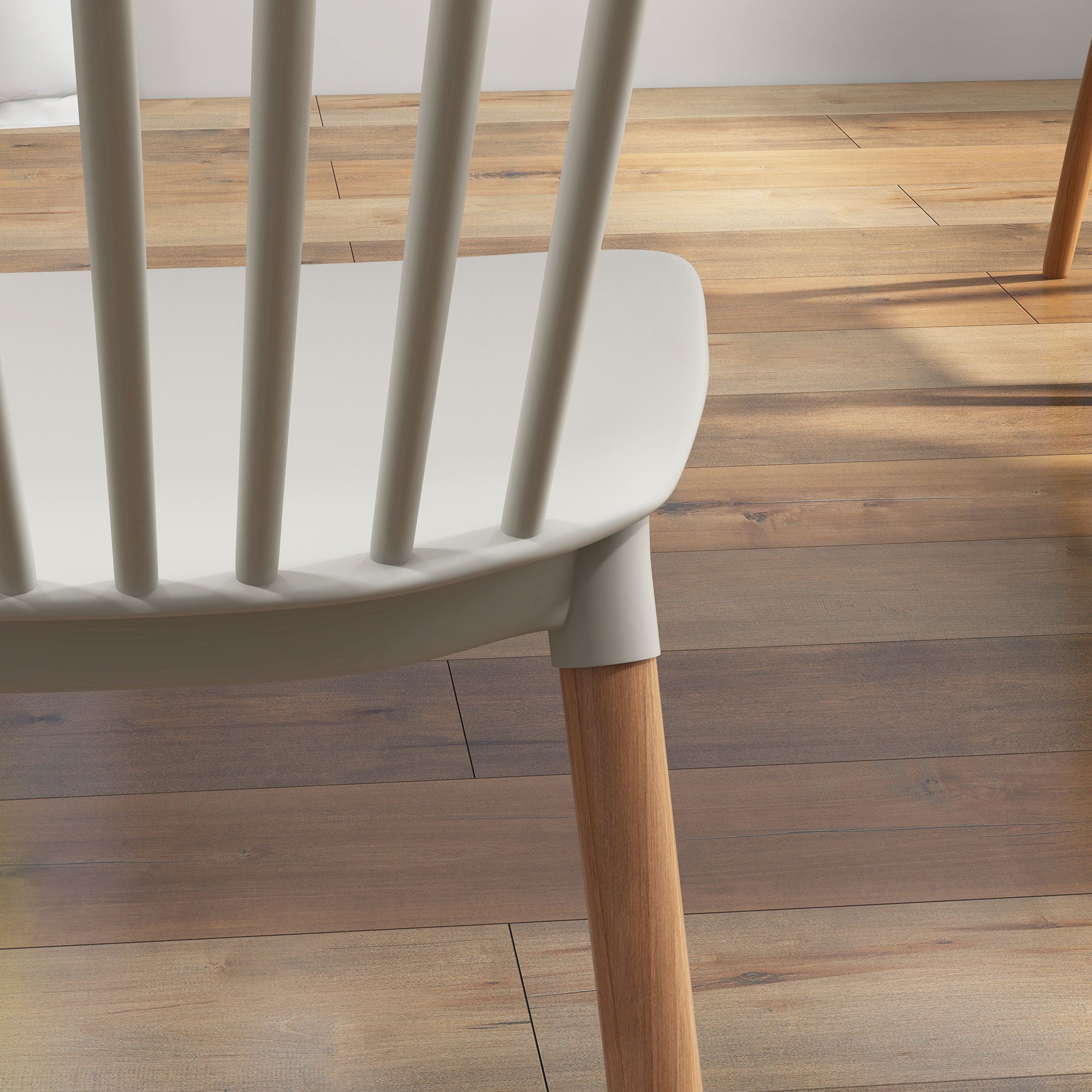 Lot de 4 chaises de salle à manger, chaises de cuisine, style scandinave, dossier haut, assise en polypropylène, pieds en hêtre, pour salon, chambre, cuisine, bureau, gris