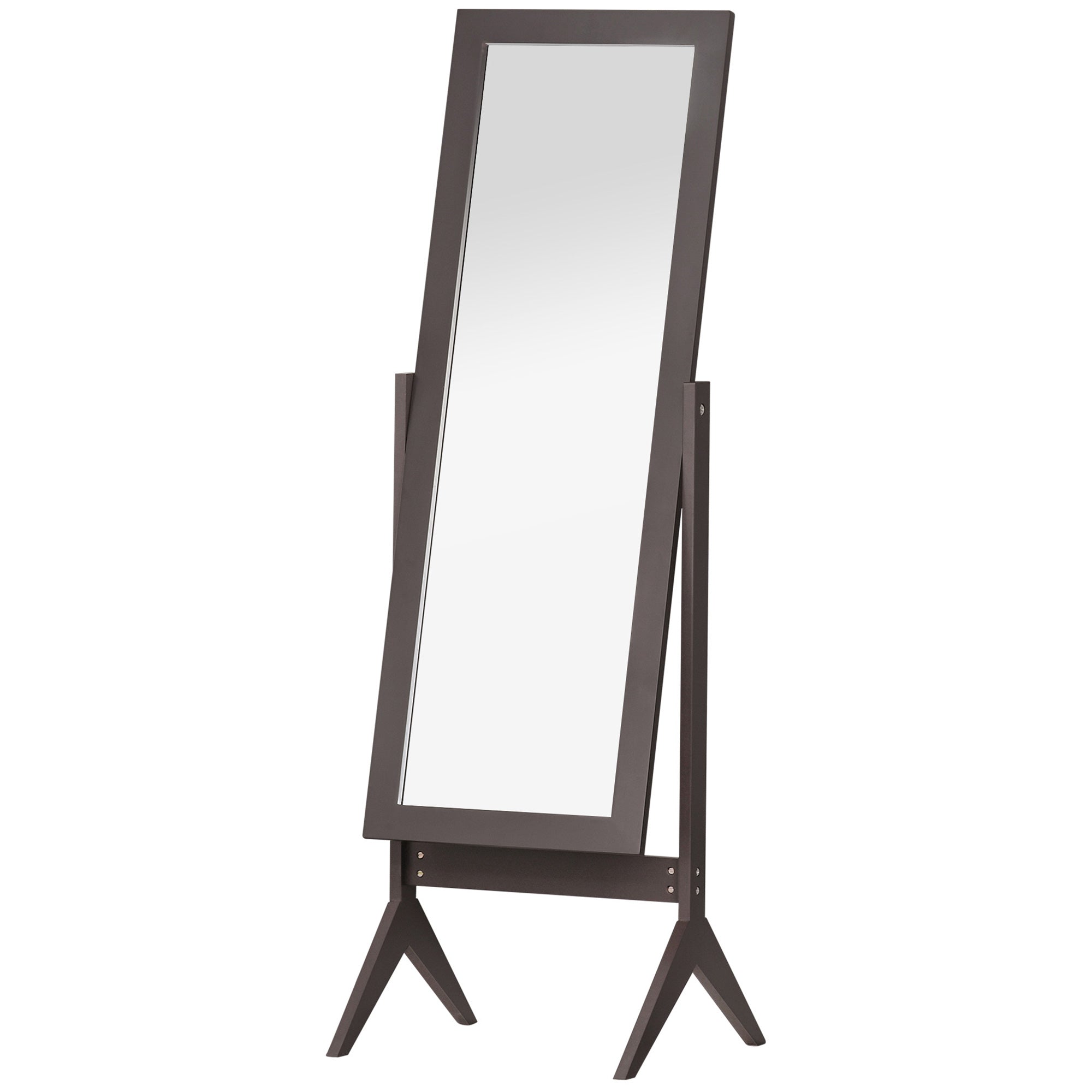 Miroir en Pied Grand Miroir de Sol Inclinaison réglable pour Dressing Chambre dim. 47L x 46l x 148H cm en Bois Brun Foncé