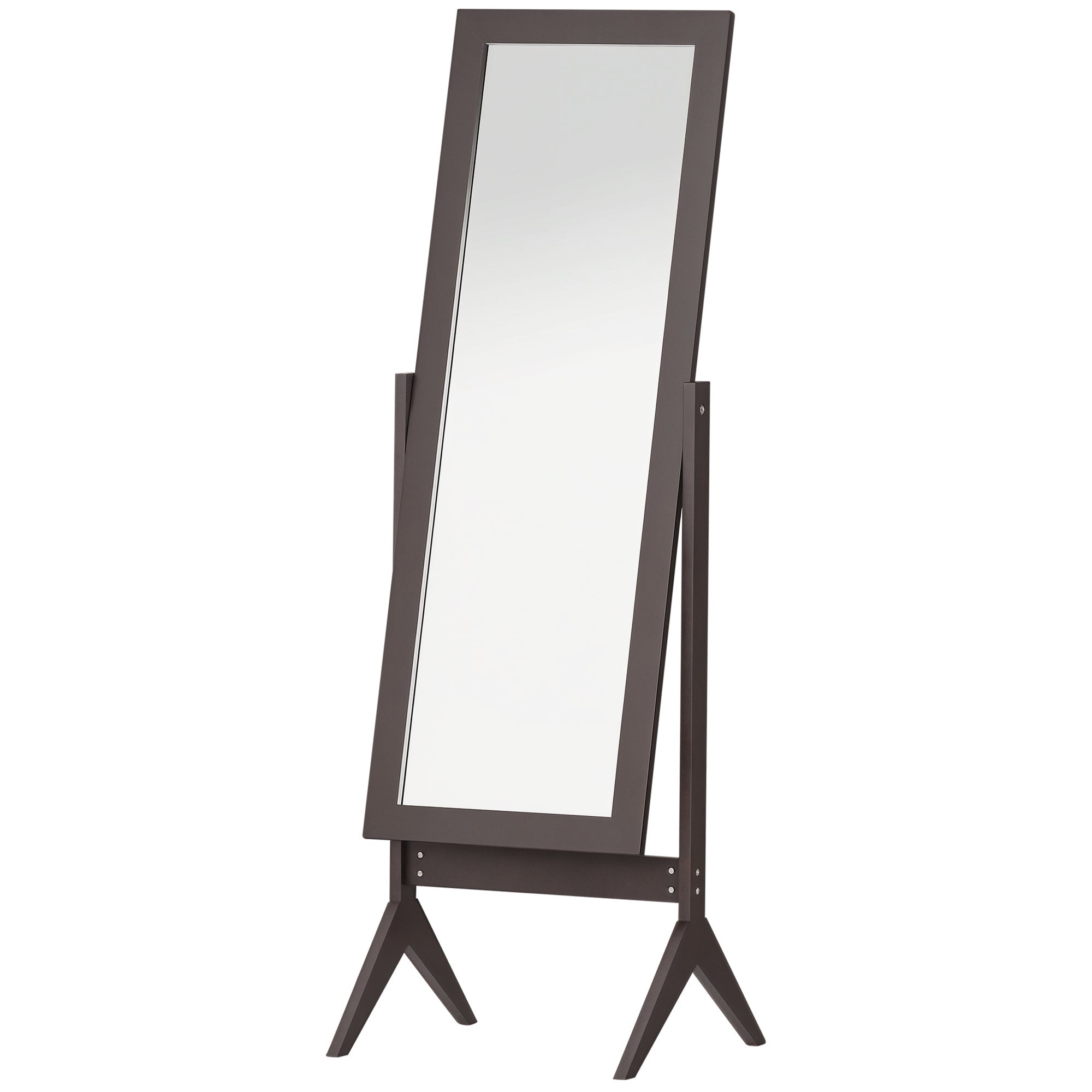 Miroir en Pied Grand Miroir de Sol Inclinaison réglable pour Dressing Chambre dim. 47L x 46l x 148H cm en Bois Brun Foncé
