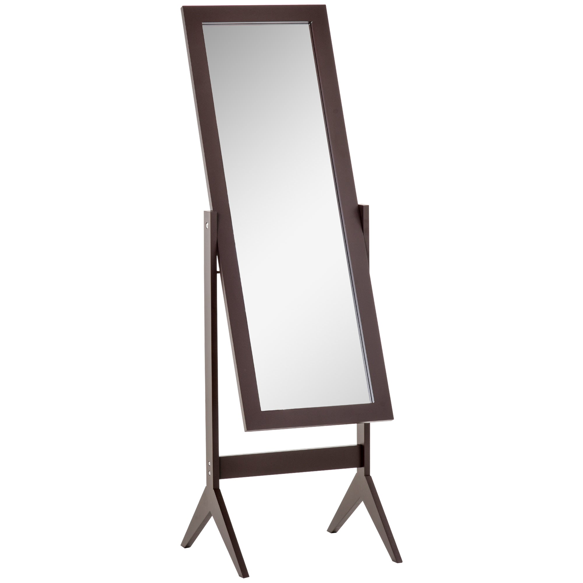 Miroir en Pied Grand Miroir de Sol Inclinaison réglable pour Dressing Chambre dim. 47L x 46l x 148H cm en Bois Brun Foncé