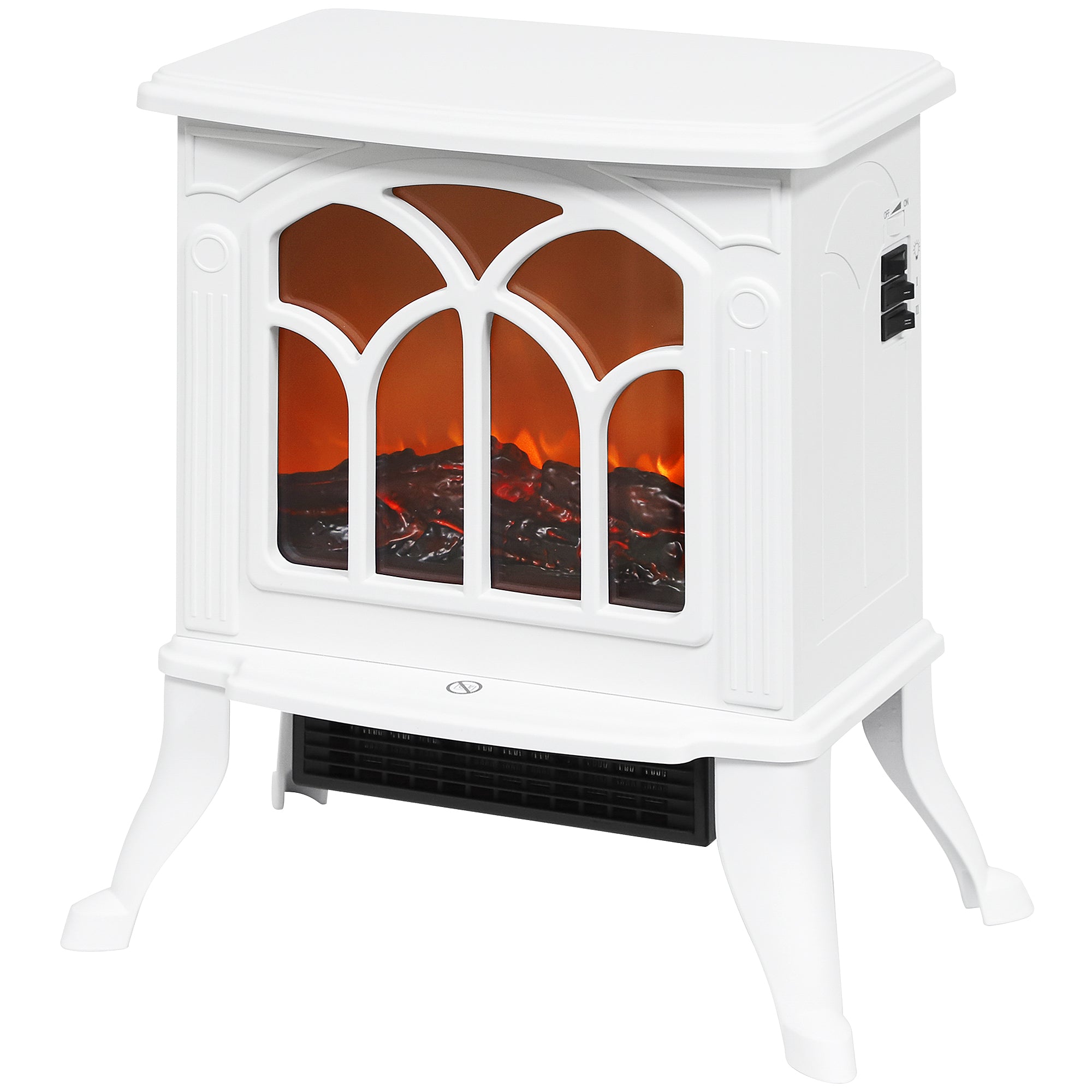 Cheminée électrique sur pied 750/1500 W, fausse cheminée décorative avec effet flamme LED, protection contre la surchauffe, zone de couverture 15-20 m², blanc