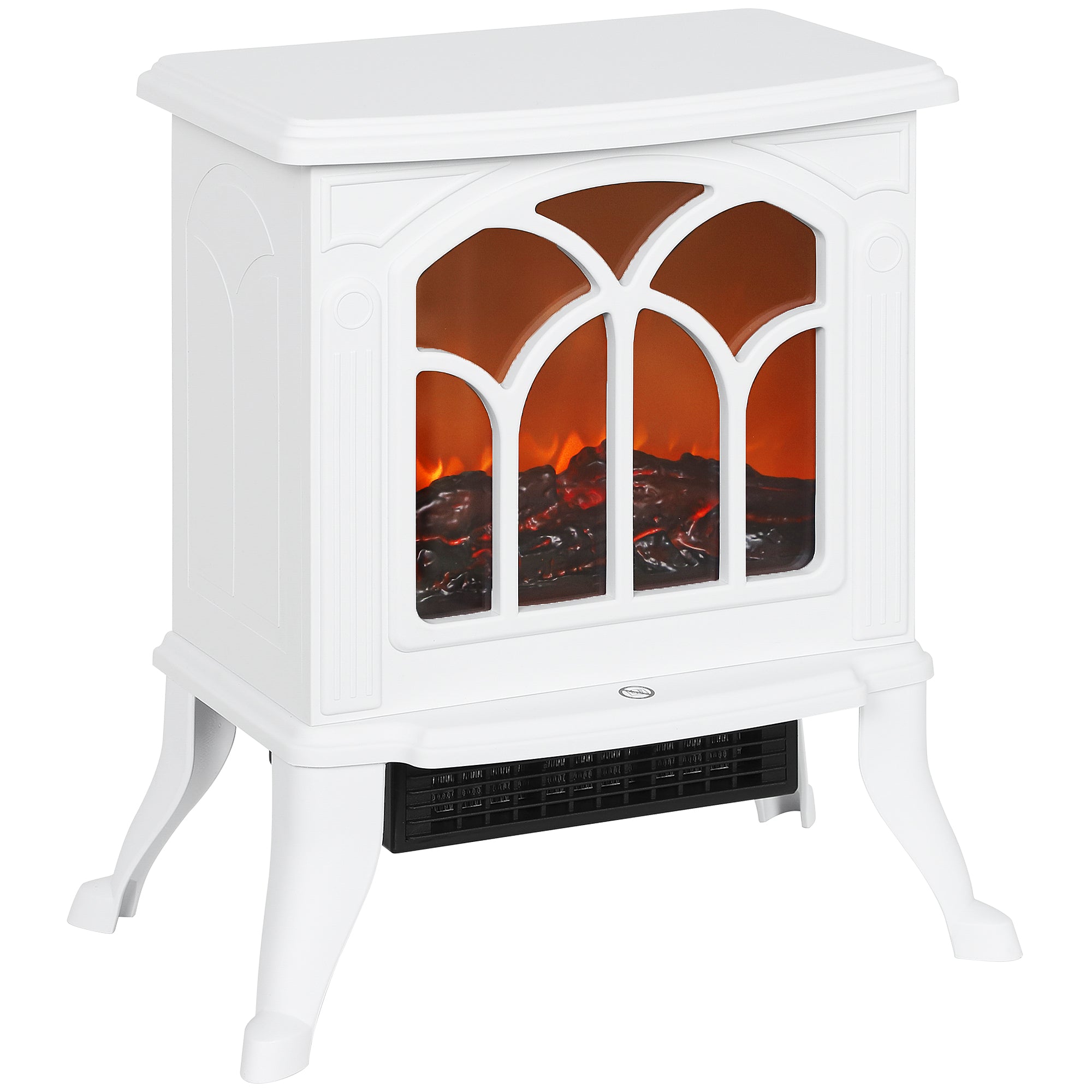 Cheminée électrique sur pied 750/1500 W, fausse cheminée décorative avec effet flamme LED, protection contre la surchauffe, zone de couverture 15-20 m², blanc