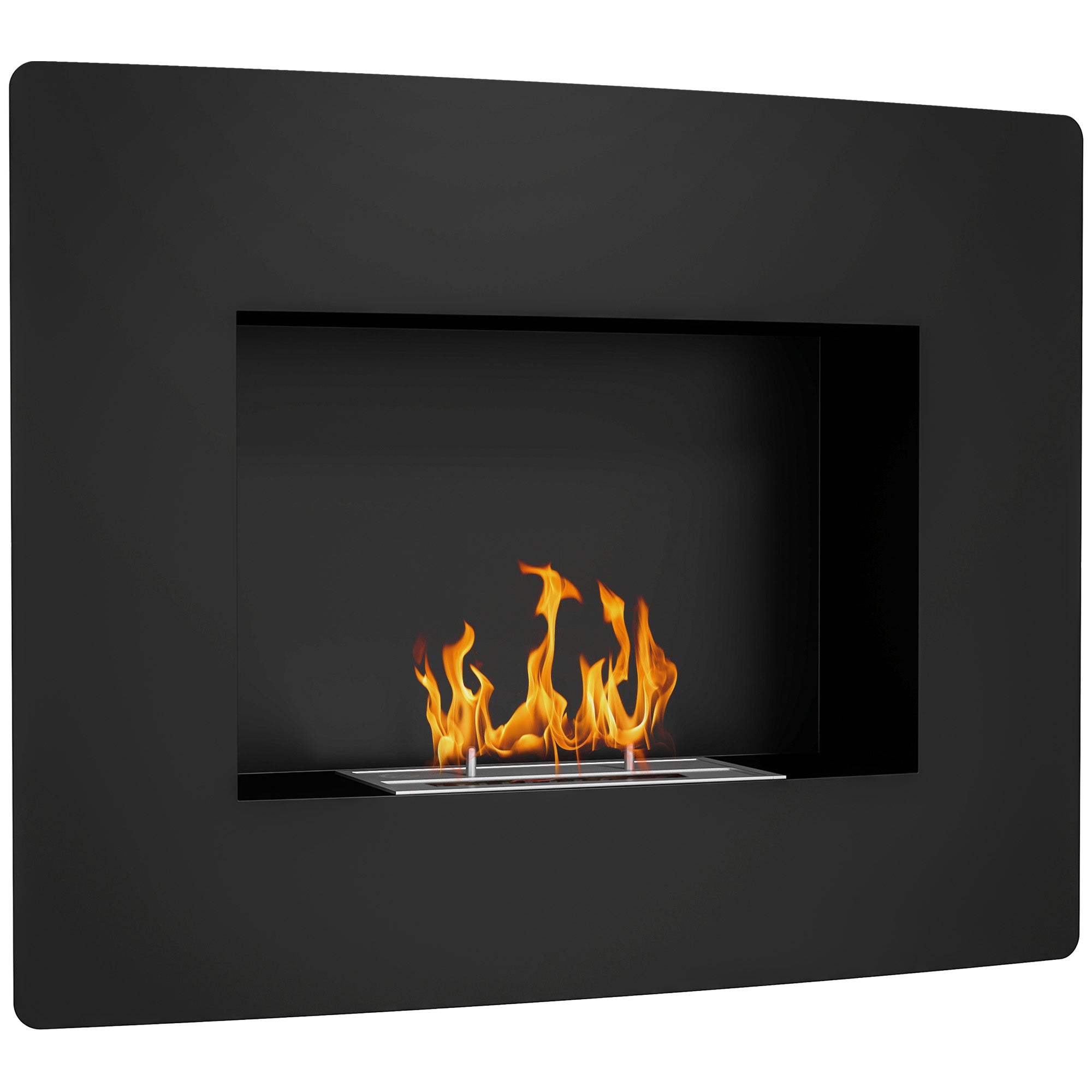 Cheminée bioéthanol encastrable, cheminée à l'éthanol avec volume de 0,9 litre, environ 3,3 h durée de combustion, poêle bioéthanol en acier inoxydable, 66 x 16 x 52 cm, noir