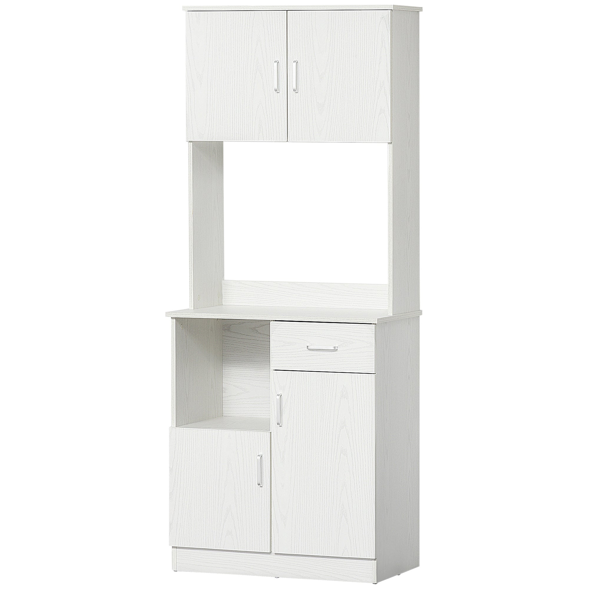 Buffet de cuisine armoire de cuisine multi-rangements 4 portes 1 tiroirs étagère + grand plateau 71 x 41 x 178 cm MDF blanc
