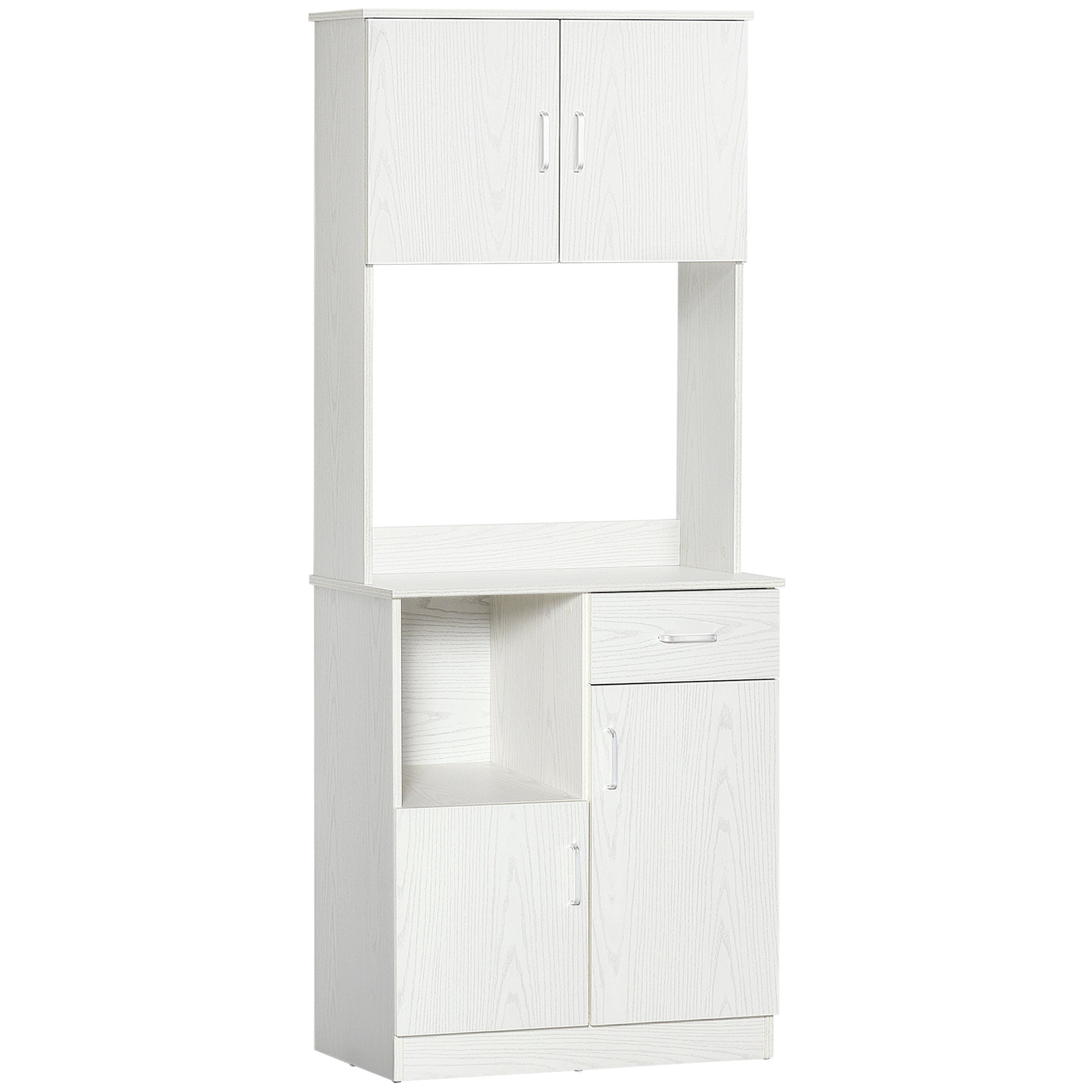 Buffet de cuisine armoire de cuisine multi-rangements 4 portes 1 tiroirs étagère + grand plateau 71 x 41 x 178 cm MDF blanc