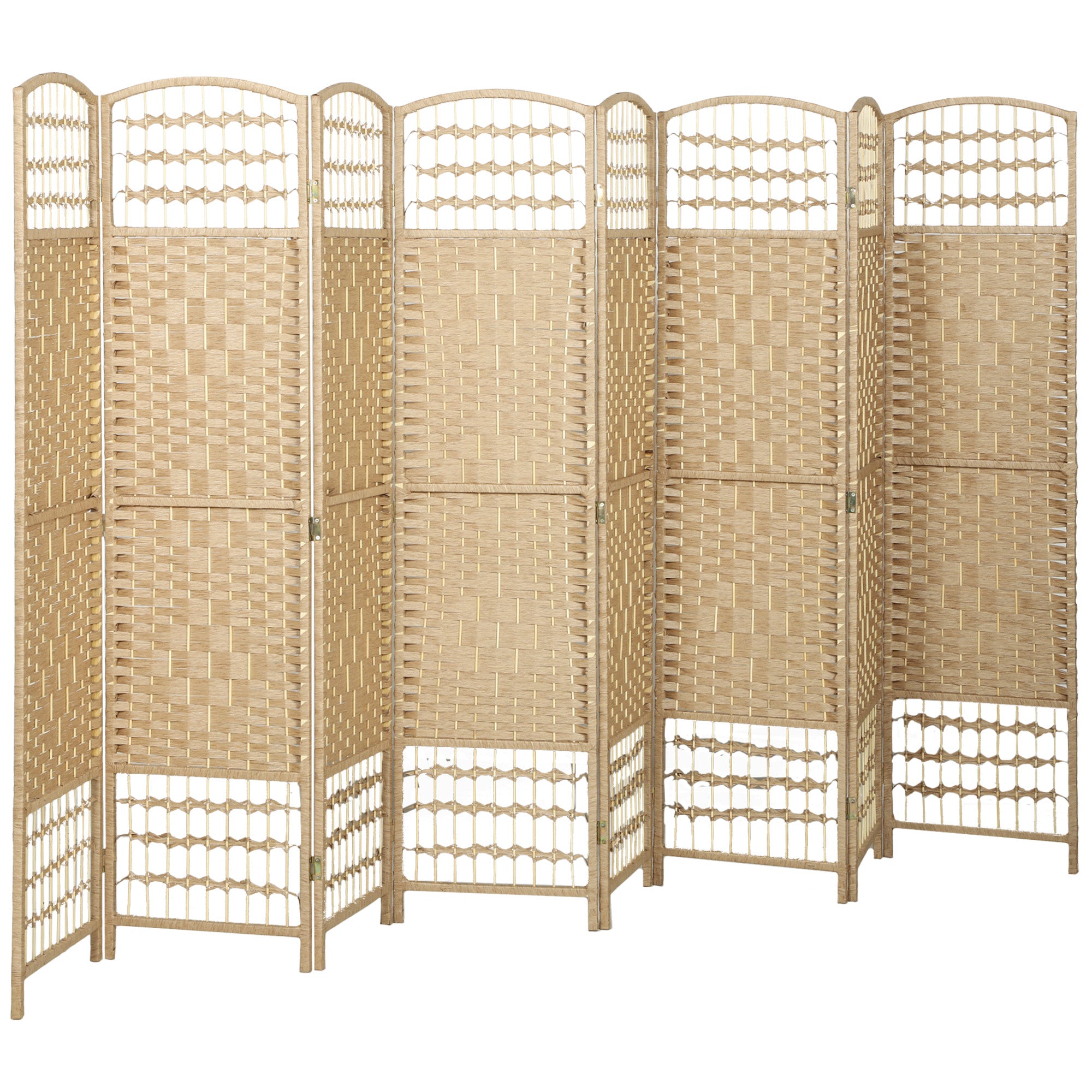 Paravent en bois 320 x 170 cm séparateur de pièce pliable 8 panneaux cloison de séparation chambre à coucher maison intérieur bois naturel