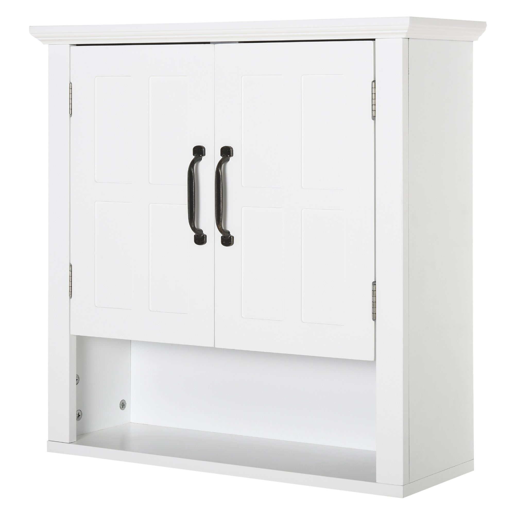 Armoire Haute Murale de Salle de Bain ou WC Placard 2 Portes 2 étagères Niche dim. 60L x 20l x 58H cm MDF Panneaux Particules Blanc