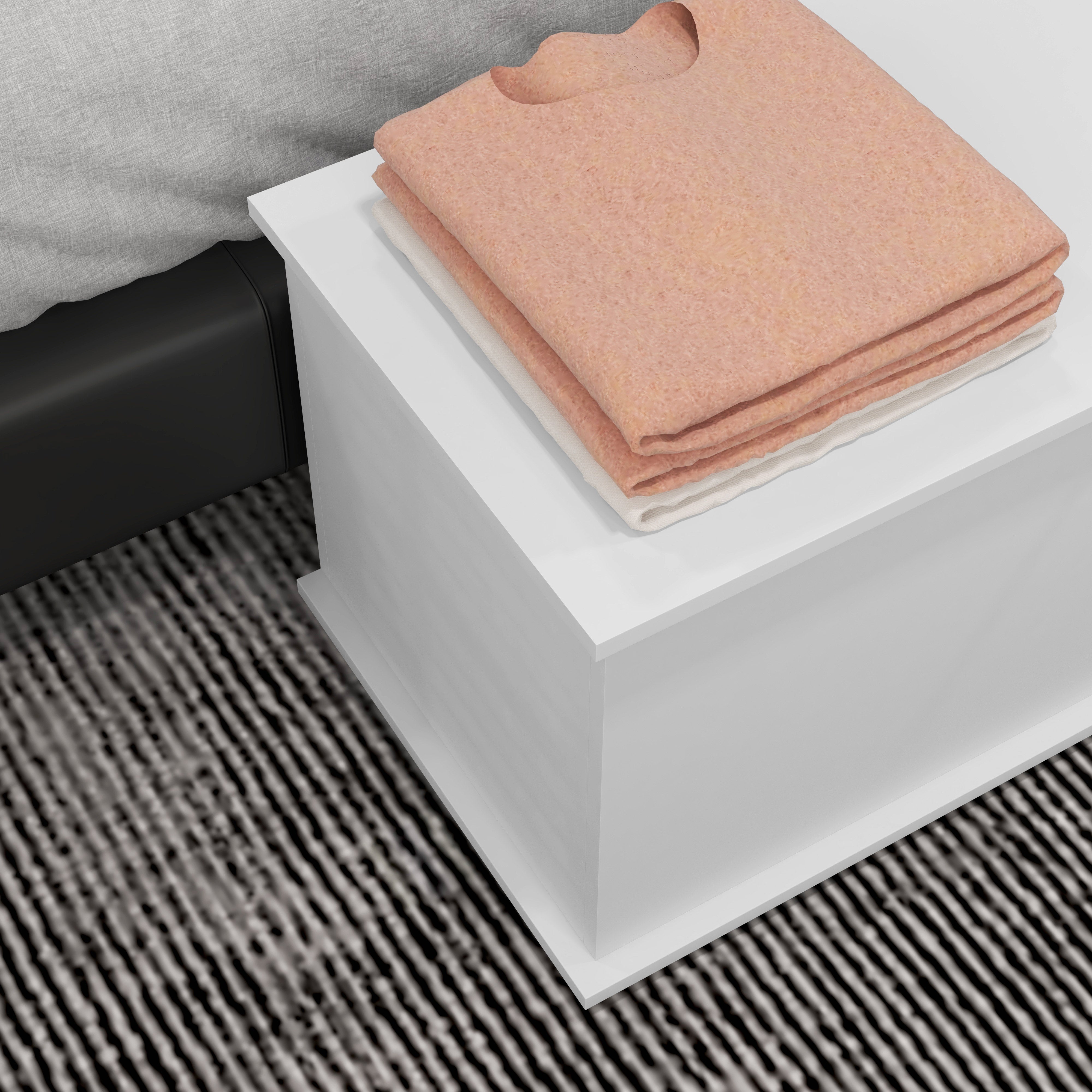 Coffre de rangement, banc de rangement avec couvercle rabattable et charnières de sécurité, banc chaussures, meuble d'entrée, couloir, chambre, salon, 80 x 40 x 40 cm, blanc