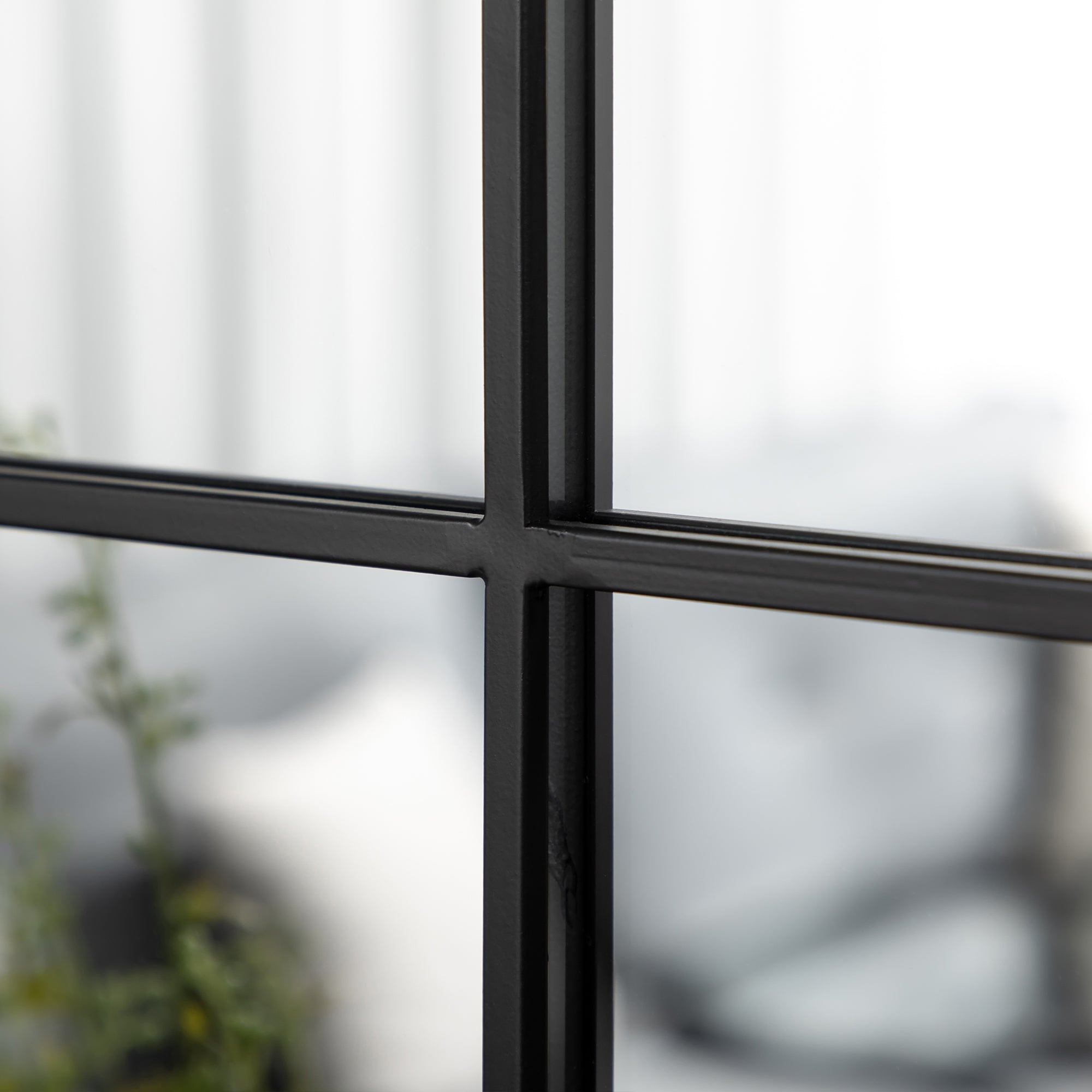 Miroir mural arqué 70 x 50 cm, miroir verrière arche style industriel, miroir de fenêtre arqué avec cadre métallique, pour salon, chambre, couloir, noir