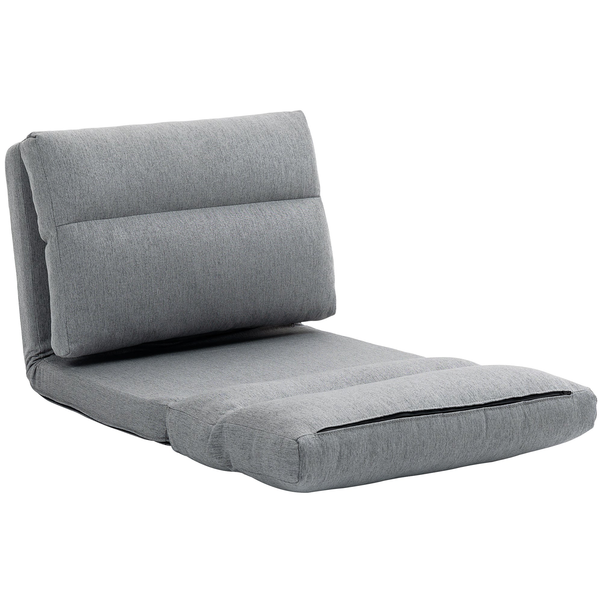 Canapé paresseux chauffeuse 1 place fauteuil paresseux convertible en lit fauteuil salon avec dossier inclinable sur 5 positions, charge 120 Kg, pour salon chambre et bureau, 70x72x56 cm, gris