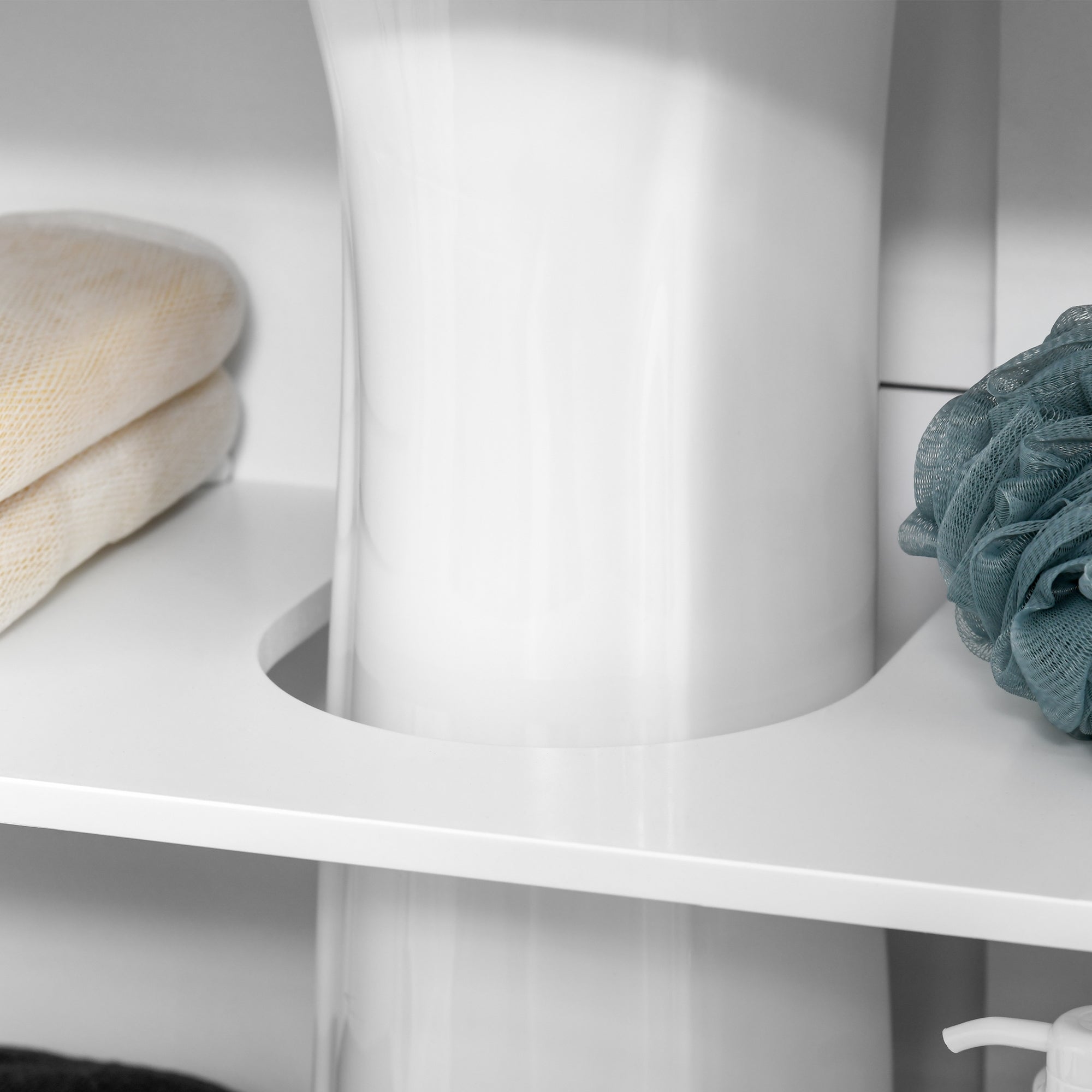 Meuble sous lavabo salle de bain - meuble sous-vasque - 2 portes rainurées avec étagère réglable - poignées alliage aluminium - dim. 60L x 30l x 60H cm - MDF blanc