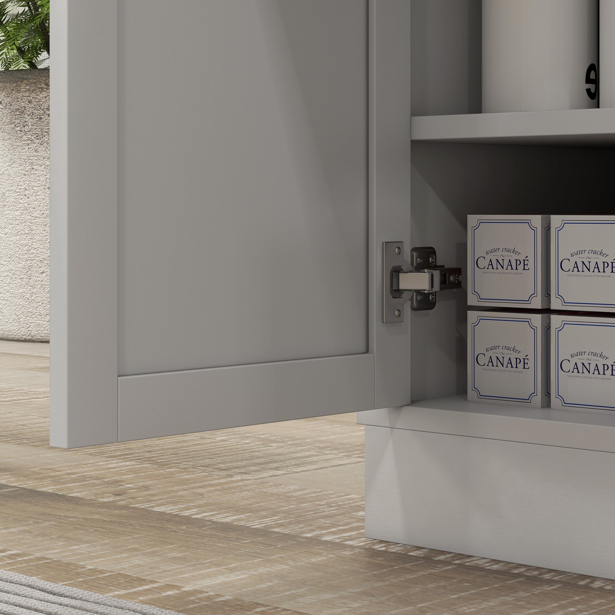 Meuble micro-ondes, armoire cuisine, étagère réglable sur 3 niveaux, avec espace ouvert, 1 tiroir et placard 2 portes, meuble de cuisine, design moderne, 61 x 35 x 125,4 cm, blanc