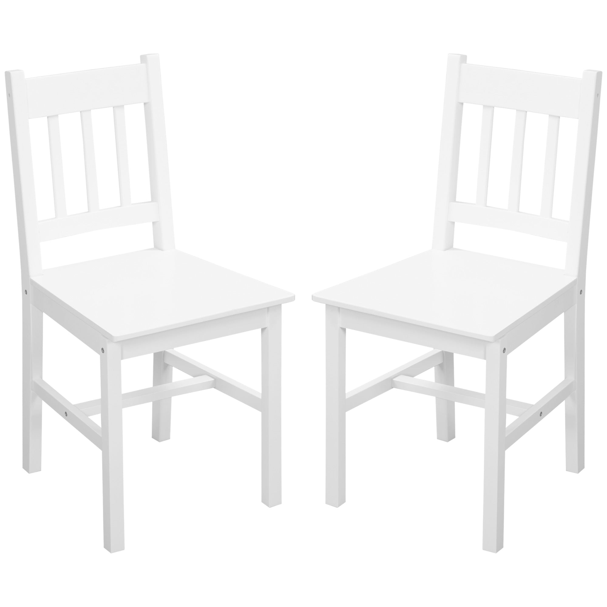 Lot de 2 chaises de salle à manger en bois massif, chaise de cuisine, dossier lattes, esprit campagne, pour salon, salle de séjour, cuisine, blanc