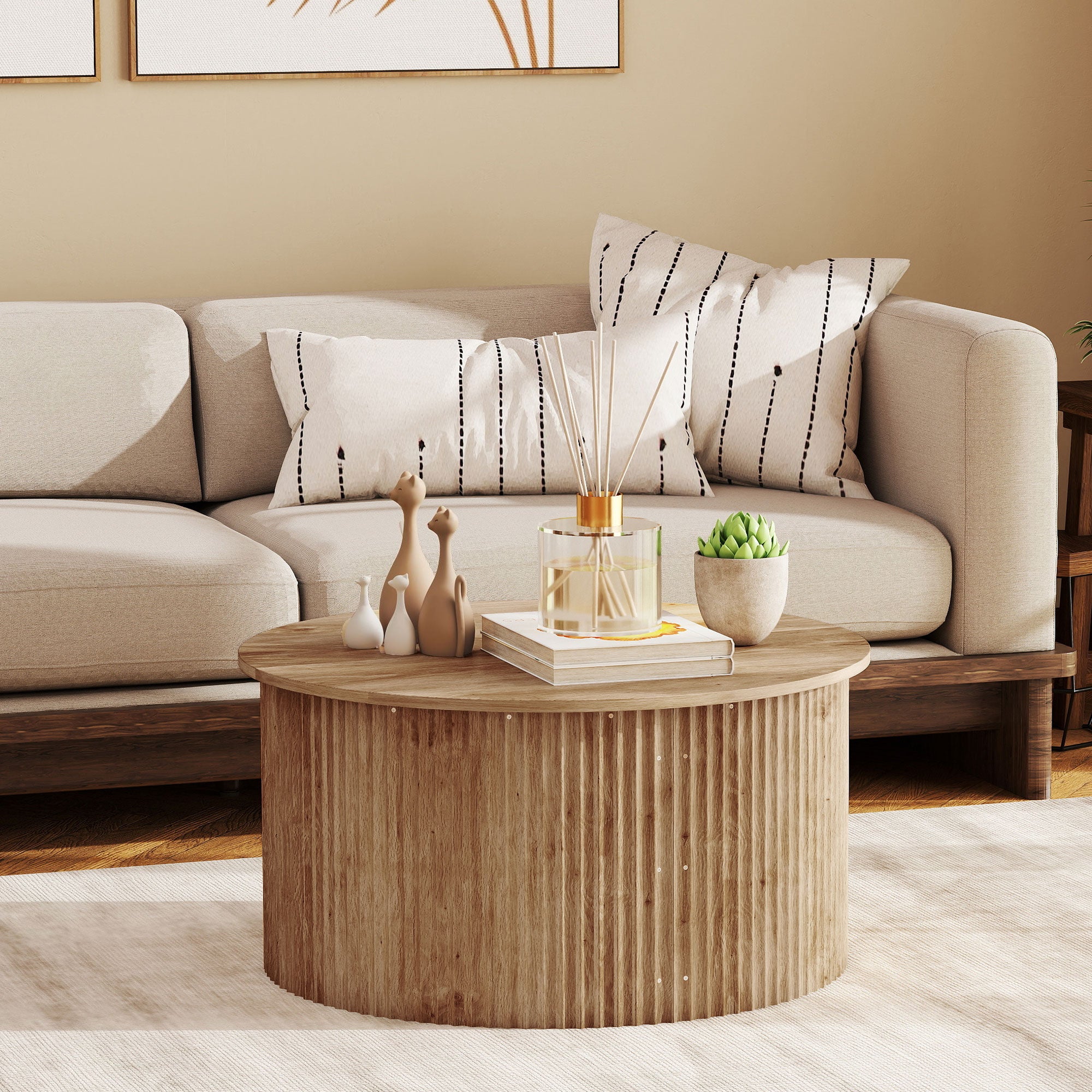 Table basse relevable, table de salon avec compartiment caché et plateau à fermeture douce, style moderne, pour salon, bureau, 80 x 80 x 42 cm, bois naturel