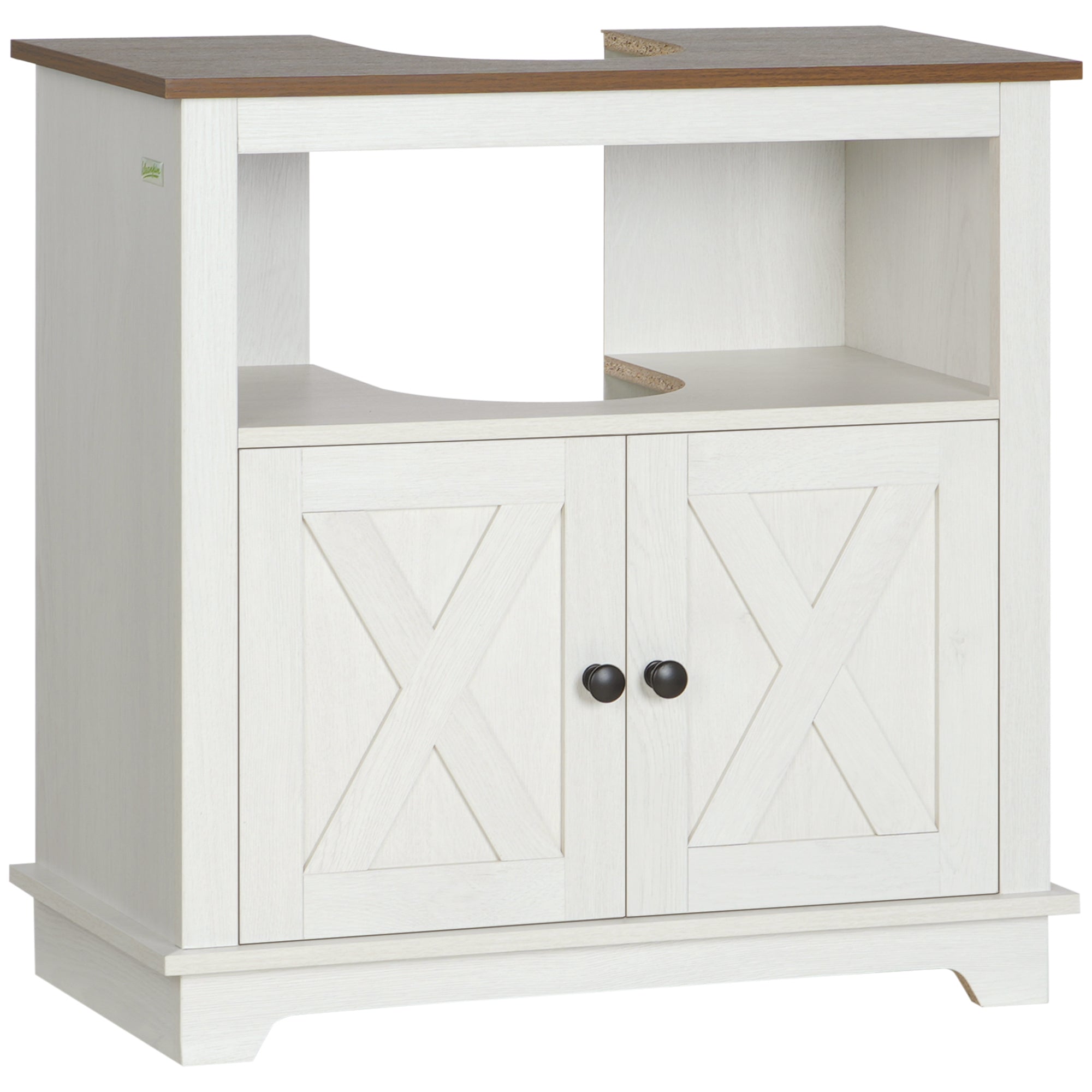 Meuble sous lavabo salle de bain meuble sous vasque armoire de rangement pour lavabo - niche et placard à portes doubles, 60 x 30 x 60 cm, blanc