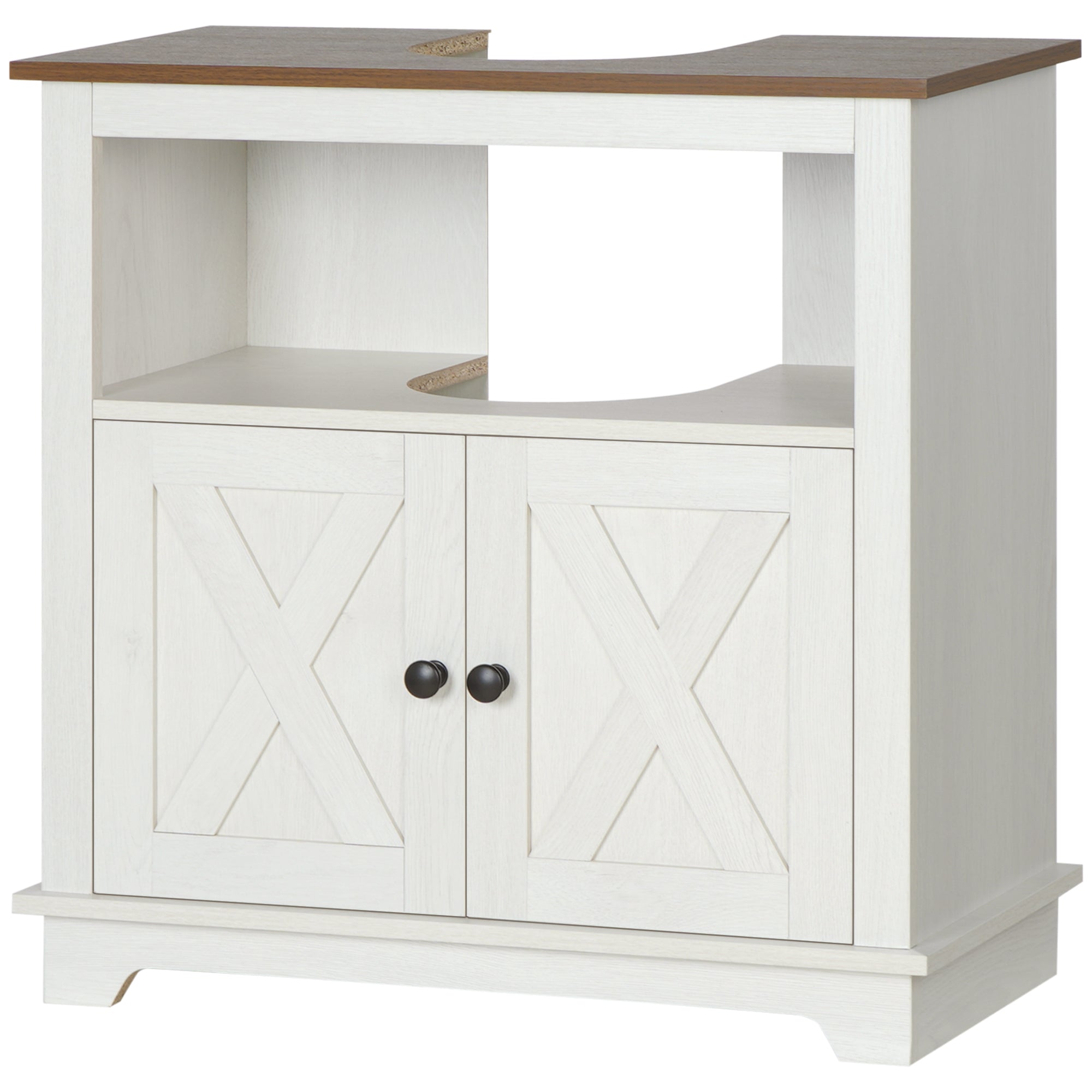 Meuble sous lavabo salle de bain meuble sous vasque armoire de rangement pour lavabo - niche et placard à portes doubles, 60 x 30 x 60 cm, blanc
