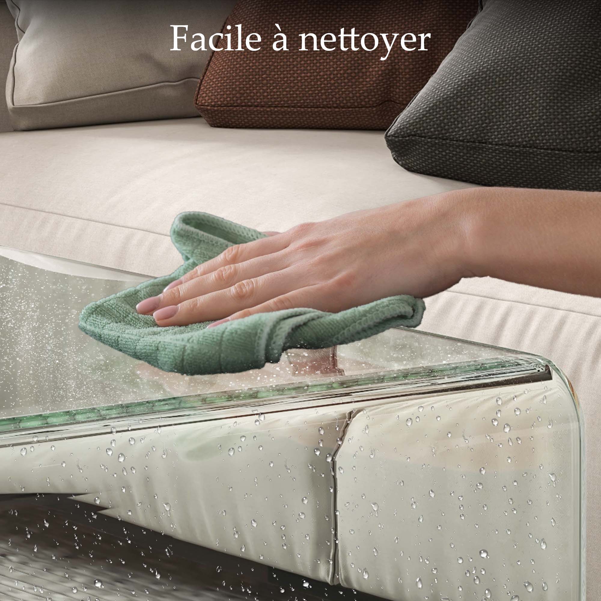 Table basse en verre table de salon rectangulaire design moderne en verre trempé avec bords arrondis sûrs 80 x 45 x 35 cm transparent