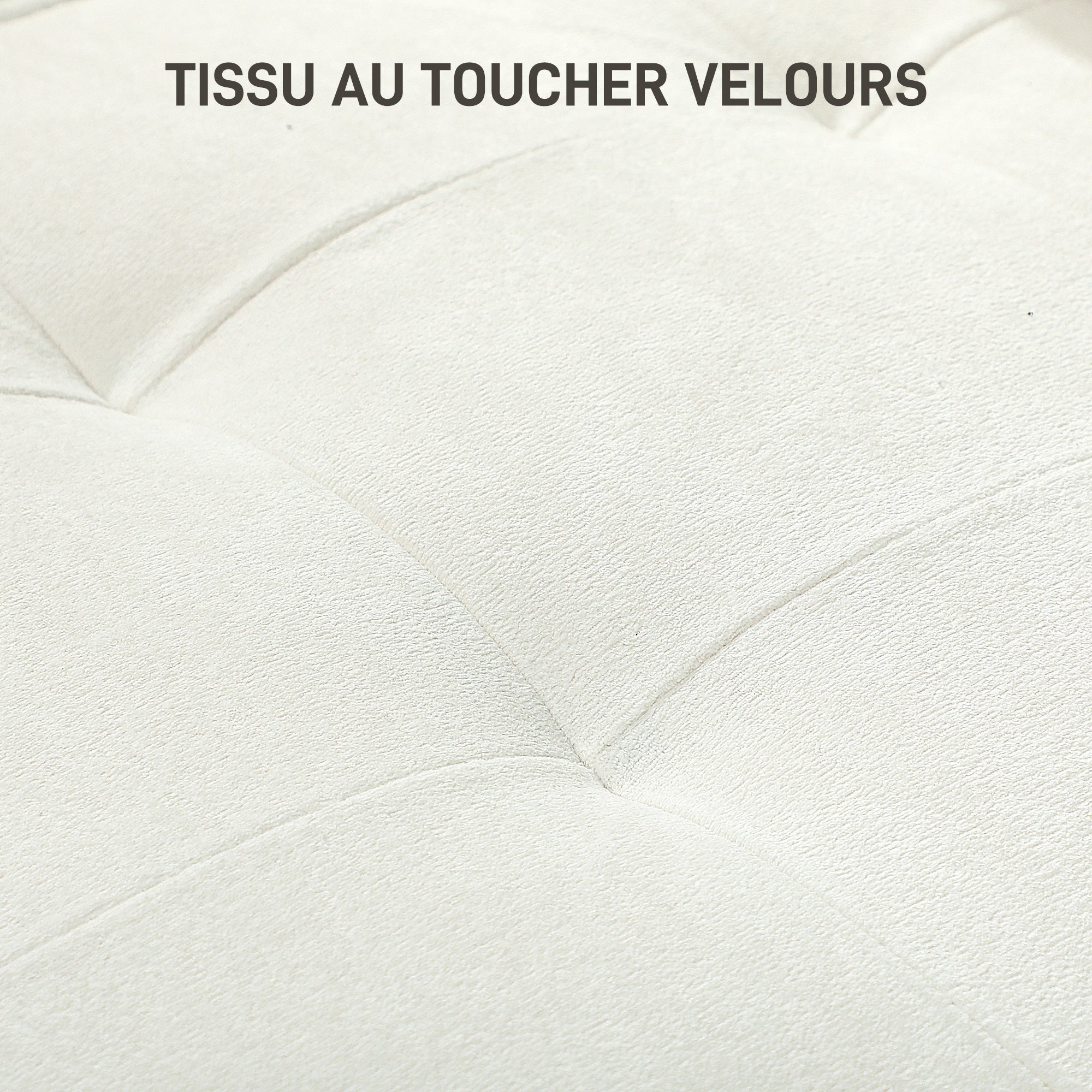 Canapé 3 places en velours, 185 cm, design moderne, canapé avec coussins épais, pieds en bois d'hévéa et assise capitonné, pour salon, chambre, bureau, crème