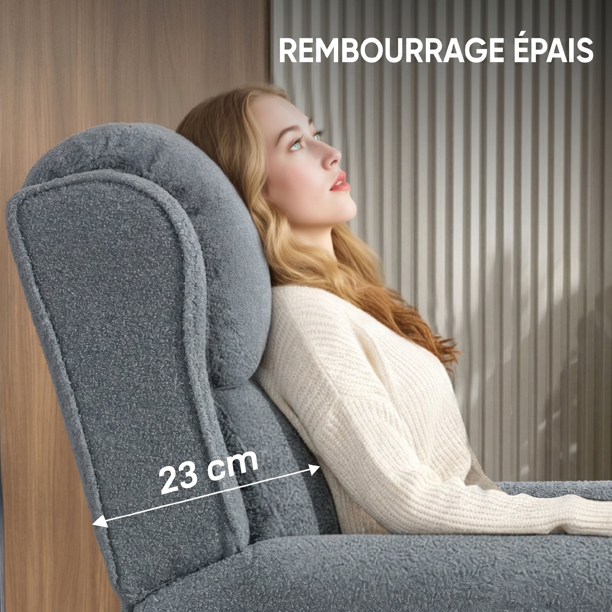 Fauteuil inclinable en polaire Teddy, fauteuil de relaxation avec repose-pieds extensible, assise rembourrée, Ressorts ensachés, pour salon, bureau, home cinéma, gris