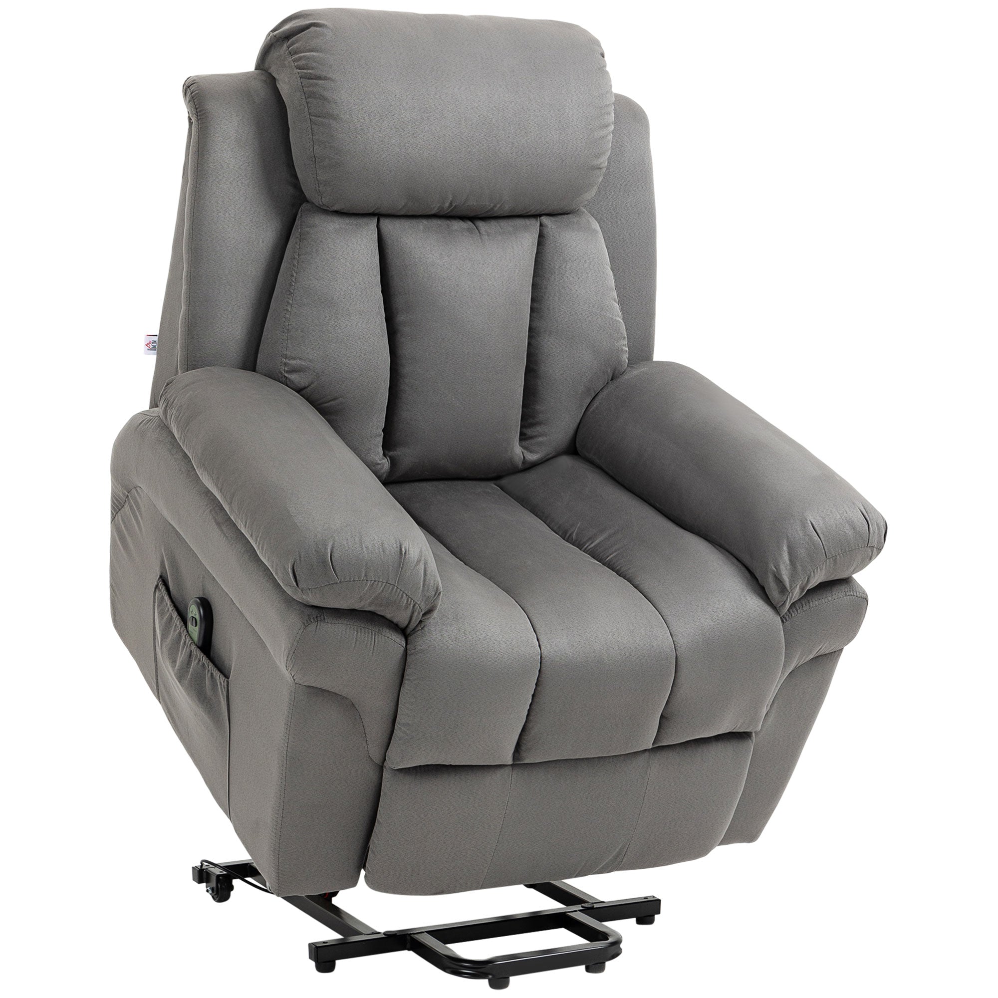 Fauteuil releveur électrique, fauteuil relax électrique avec repose-pied ajustable, dossier inclinable, télécommande, poche latérale, pour personnes âgées, gris