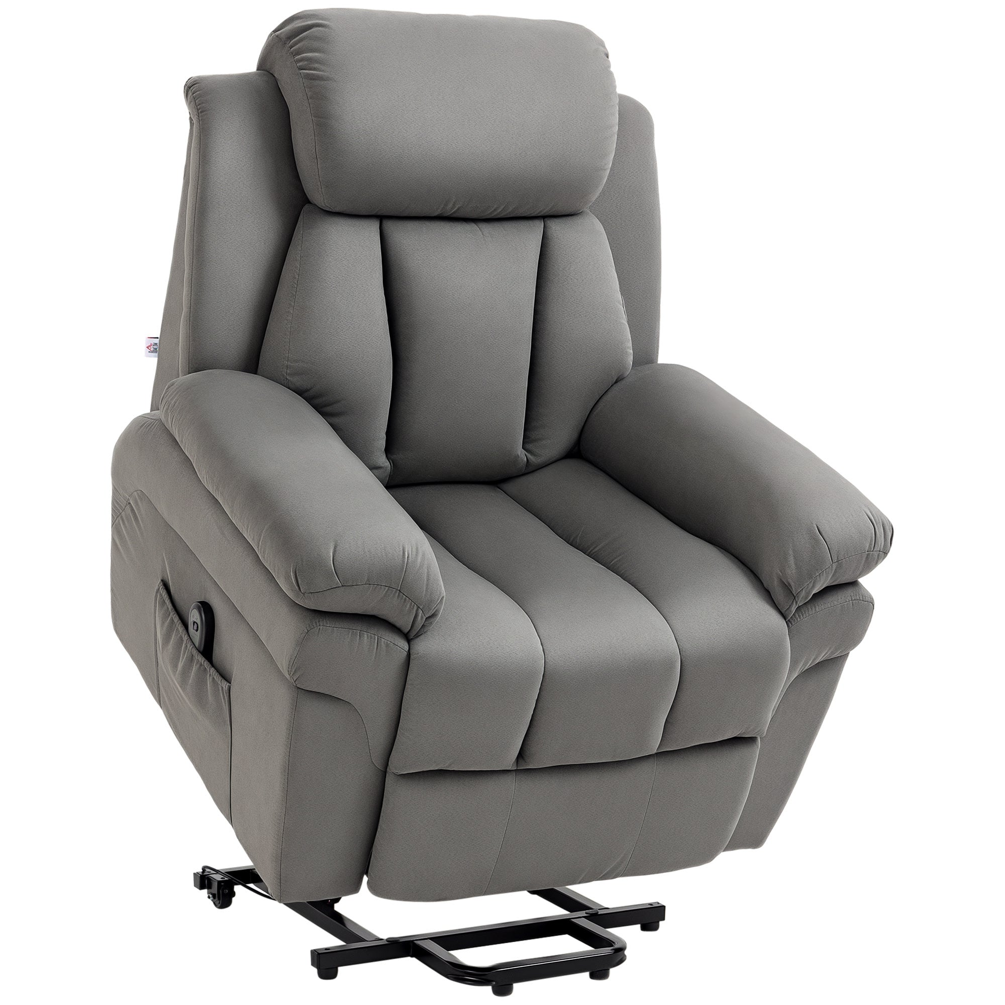 Fauteuil releveur électrique, fauteuil relax électrique avec repose-pied ajustable, dossier inclinable, télécommande, poche latérale, pour personnes âgées, gris