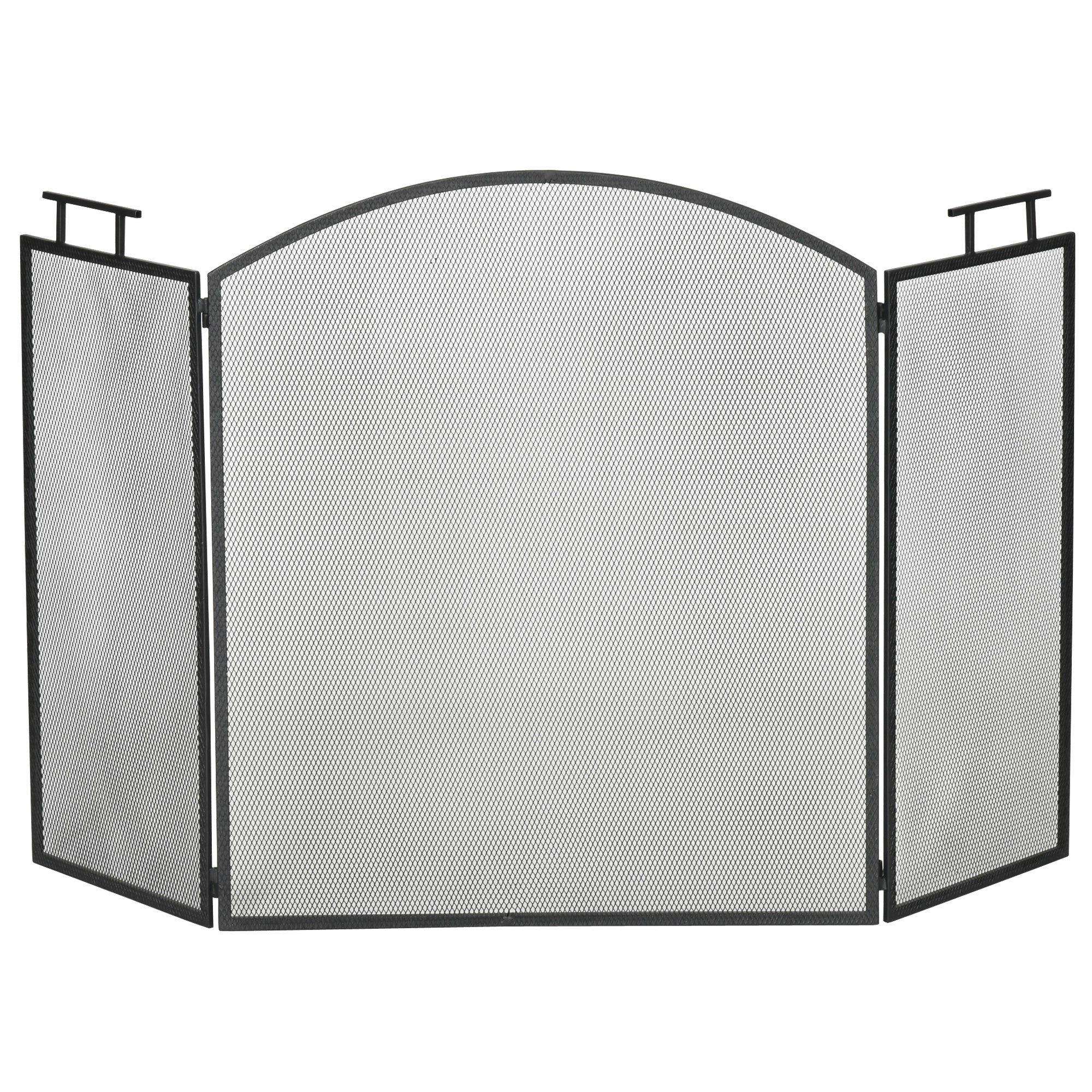 Pare-feu pour cheminée ou poêle - Pare-étincelles 3 Volets Pliables - dim. 110l x 24P x 76,5H cm - Acier métal Noir
