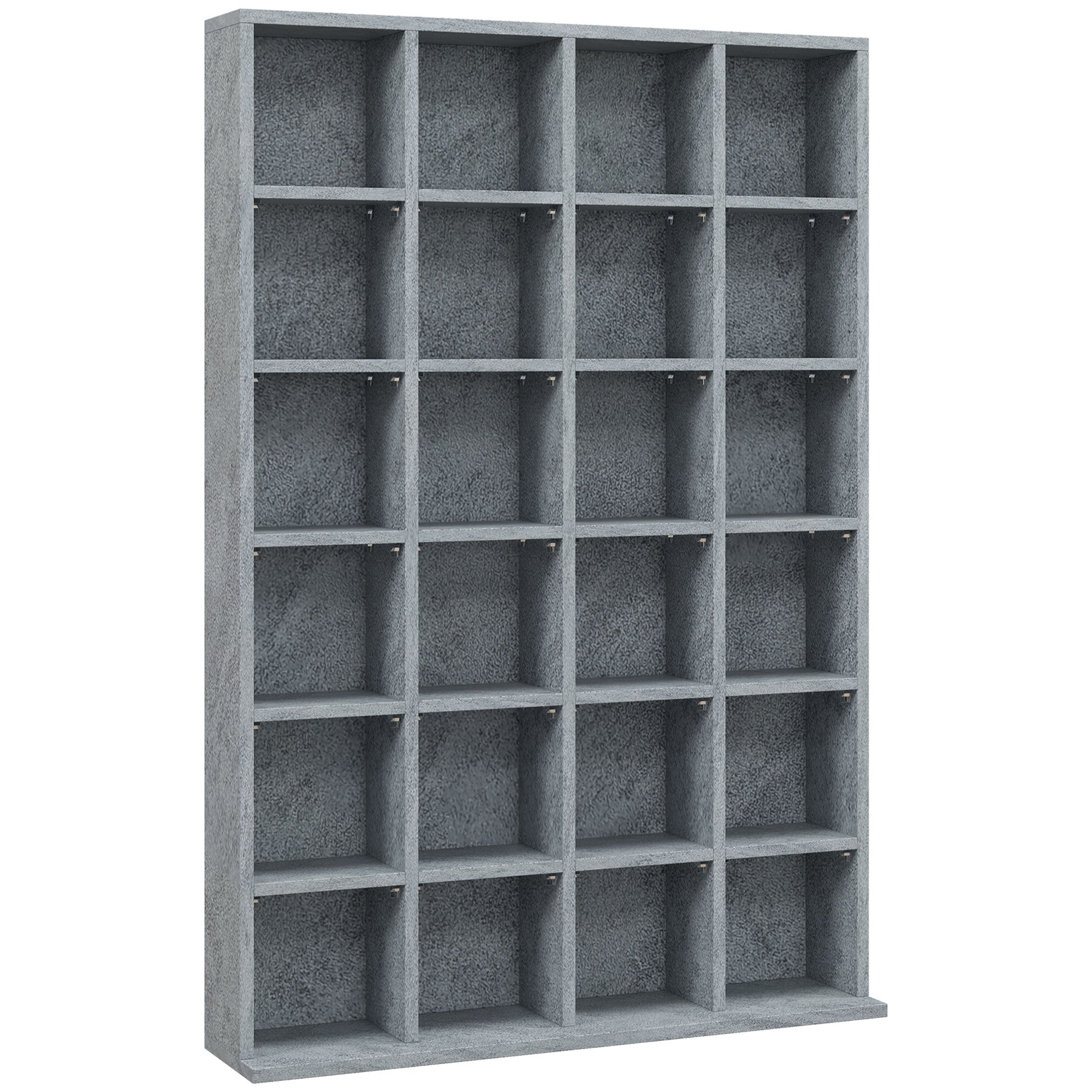Rangements pour CD et DVD, meuble de rangement multimédia avec 24 compartiments, capacité max. 456 CD/ 336 DVD, bibliothèque en bois avec étagères réglables, 89 x 20 x 130,5 cm, gris