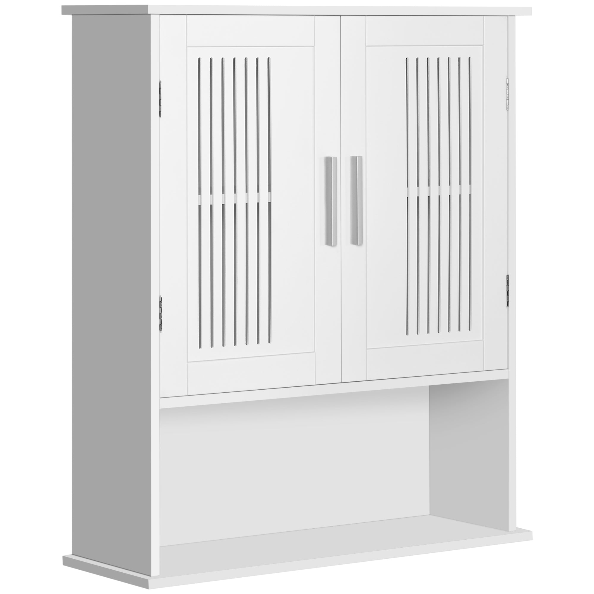 Armoire murale, meuble haut salle de bain avec étagère réglable, double porte et étagère ouverte, meuble de salle de bain, meuble de rangement suspendu, 60 x 20 x 70 cm, blanc