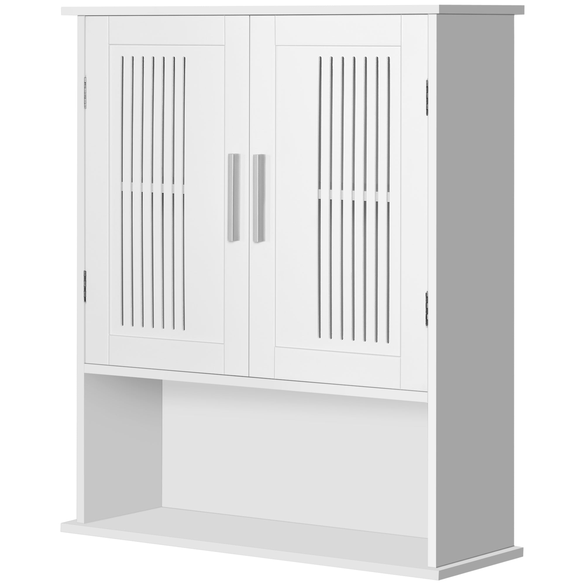 Armoire murale, meuble haut salle de bain avec étagère réglable, double porte et étagère ouverte, meuble de salle de bain, meuble de rangement suspendu, 60 x 20 x 70 cm, blanc