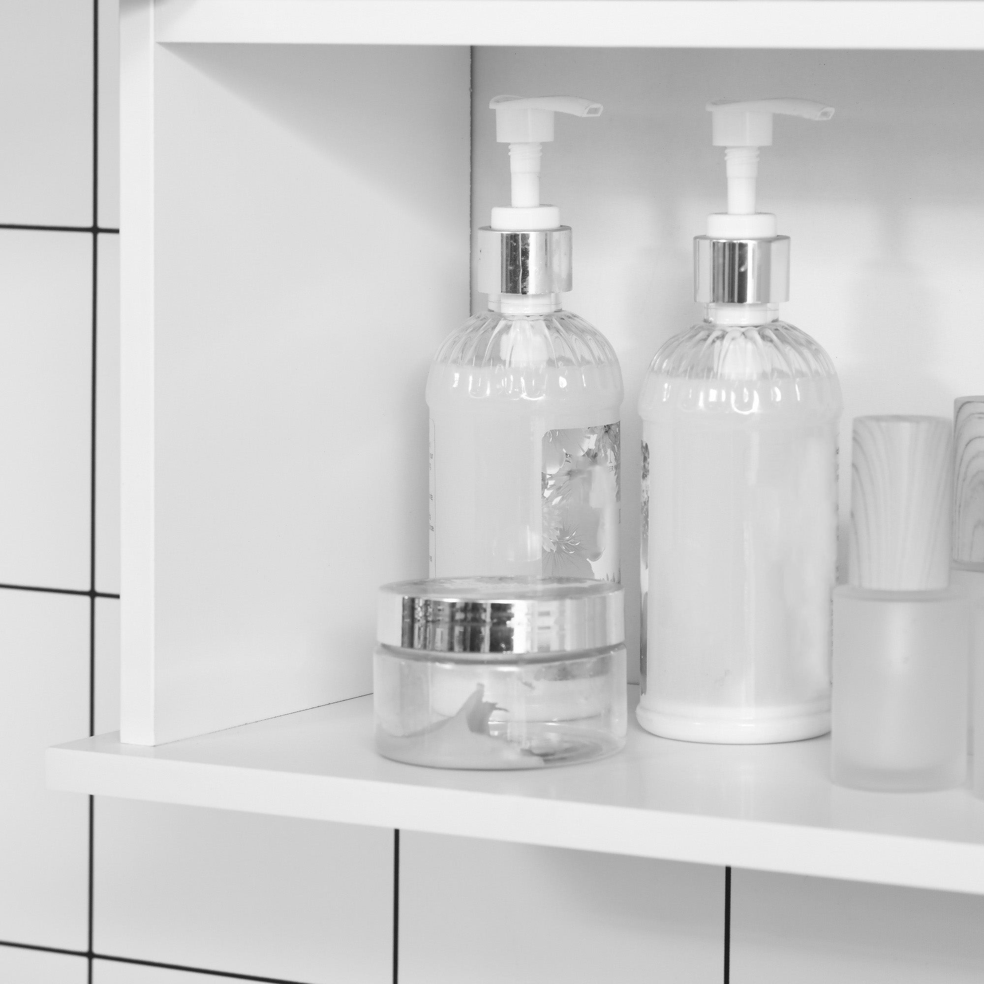 Armoire murale, meuble haut salle de bain avec étagère réglable, double porte et étagère ouverte, meuble de salle de bain, meuble de rangement suspendu, 60 x 20 x 70 cm, blanc