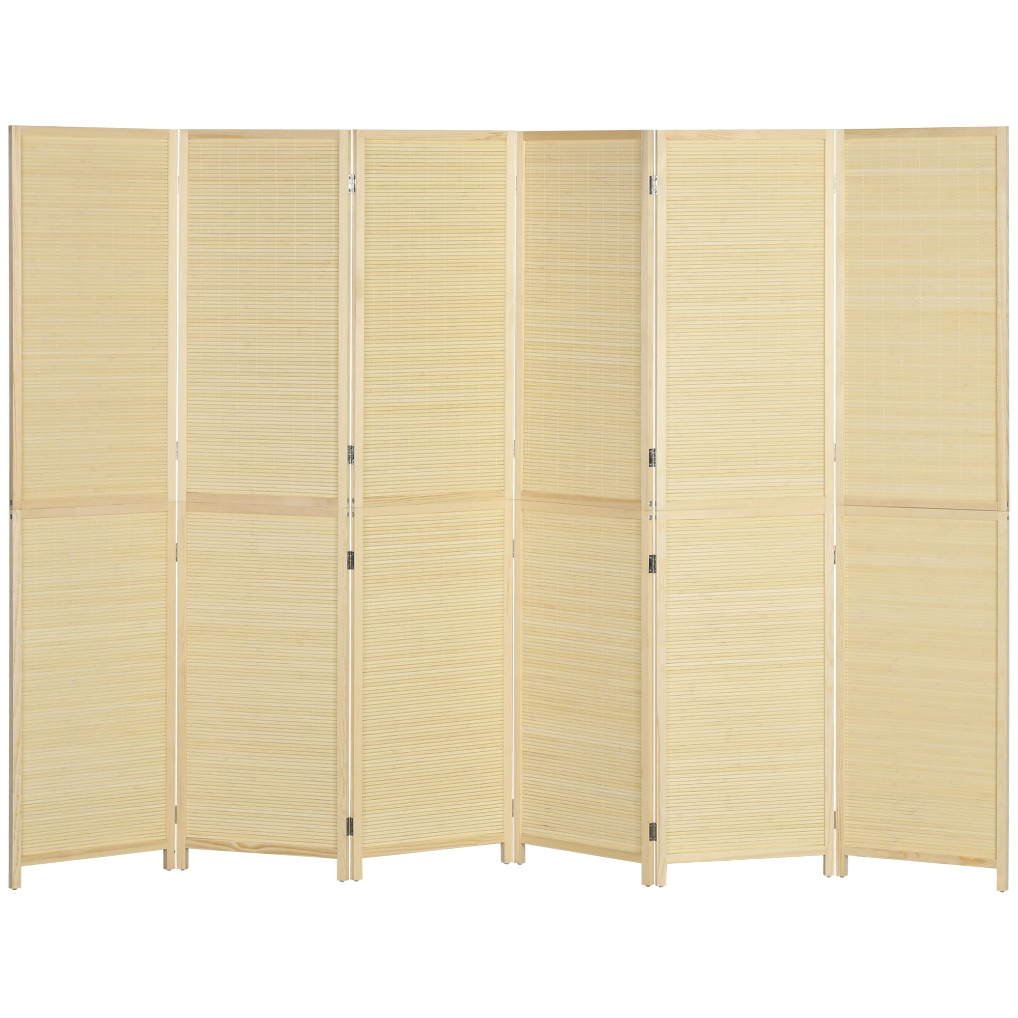 Paravent intérieur en Bambou 6 Panneaux 270 x 180 cm séparateur de pièce cloison de séparation Pliable - Naturel