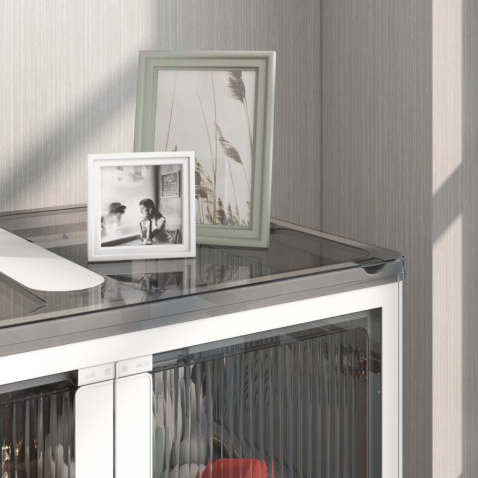 Boîtes de rangement pliables et empilables 69L en plastique, caisses rangement 3 cubes avec couvercle et 4 roulettes, accès à 5 côtés, pour jouets et livres, blanc