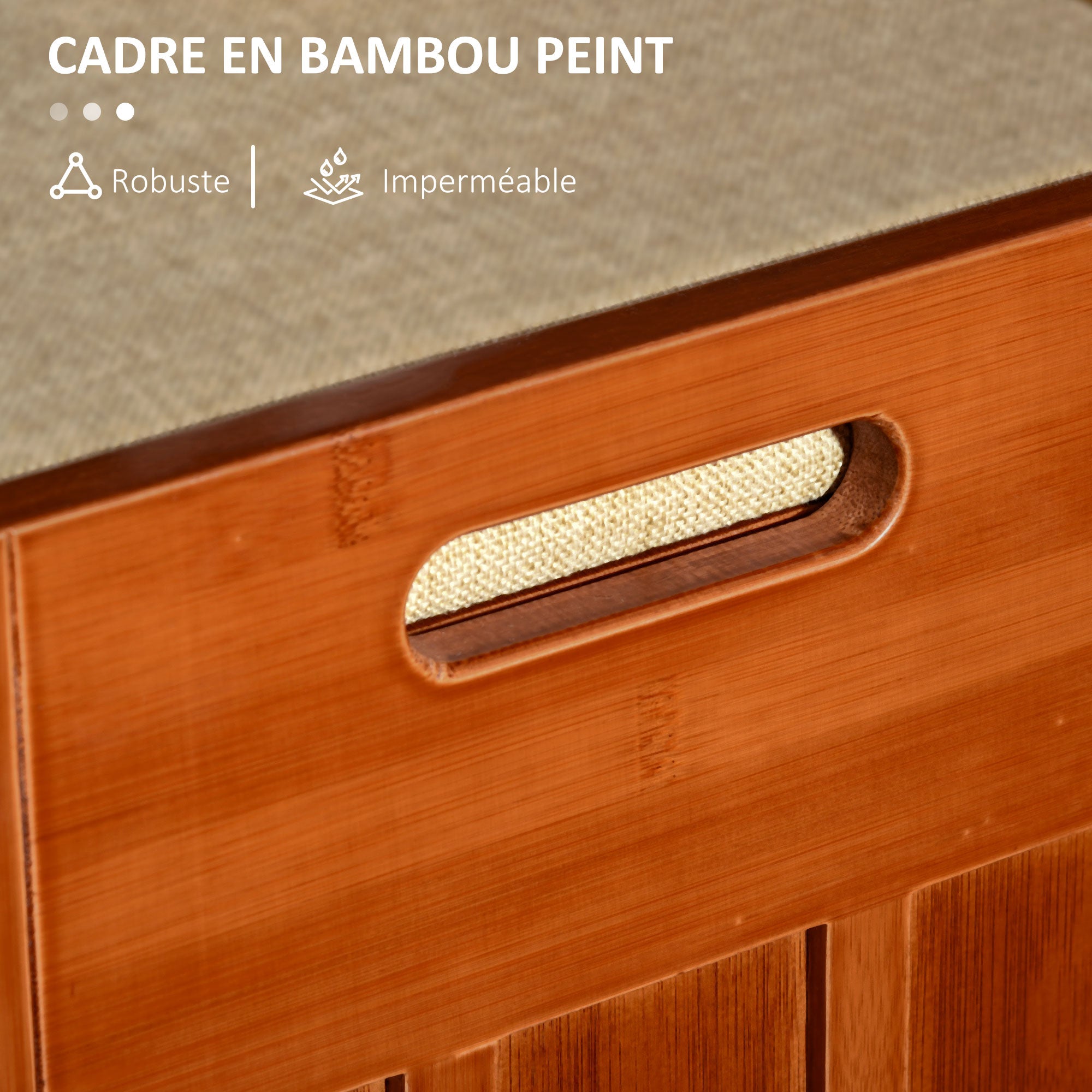 Banc à chaussures meuble à chaussures banc d'entrée de rangement en bambou avec 3 placards, coussin d'assise et compartiment caché, pour couloir, chambre, 89,6 x 32 x 49 cm, marron
