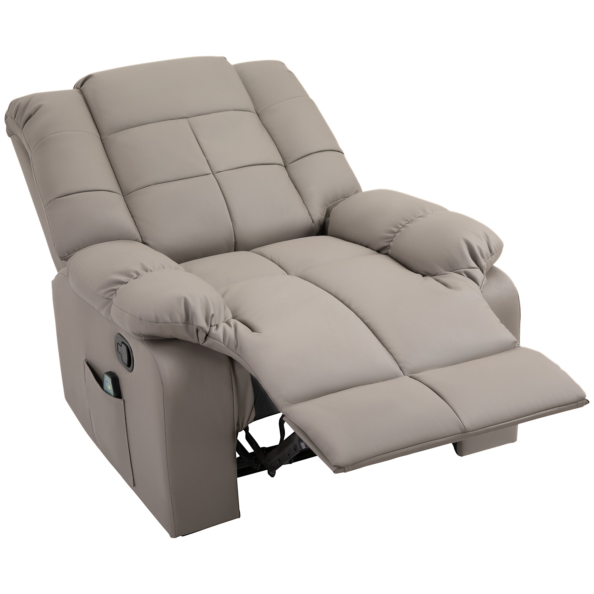 Fauteuil de massage fauteuil de relaxation massant avec dossier inclinable manuellement et repose-pied fauteuil TV revêtement synthétique télécommande incluse gris