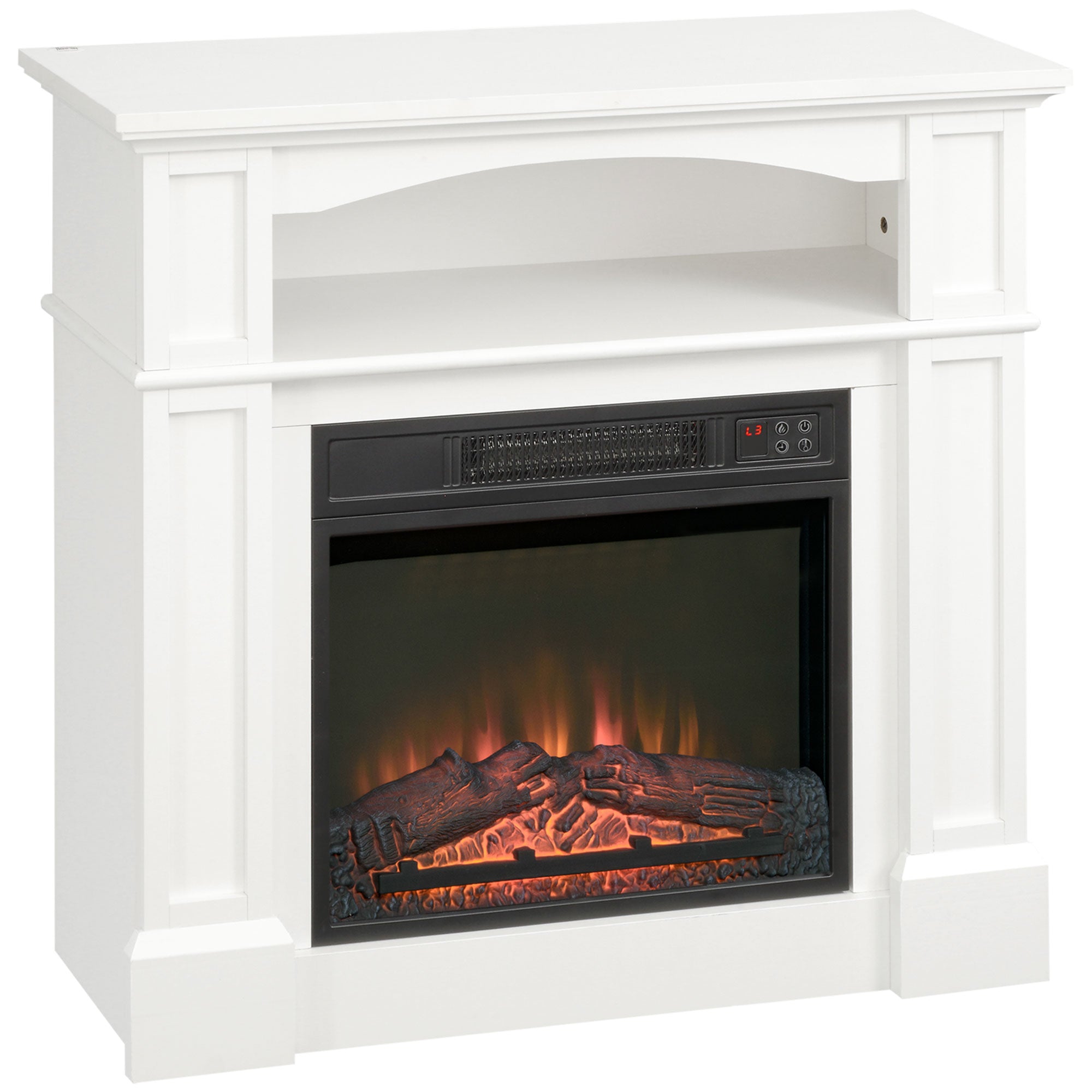 Cheminée électrique effet flammes LED luminosité réglable avec télécommande - 1800 W - 80,5 x 32,3 x 80,5 cm