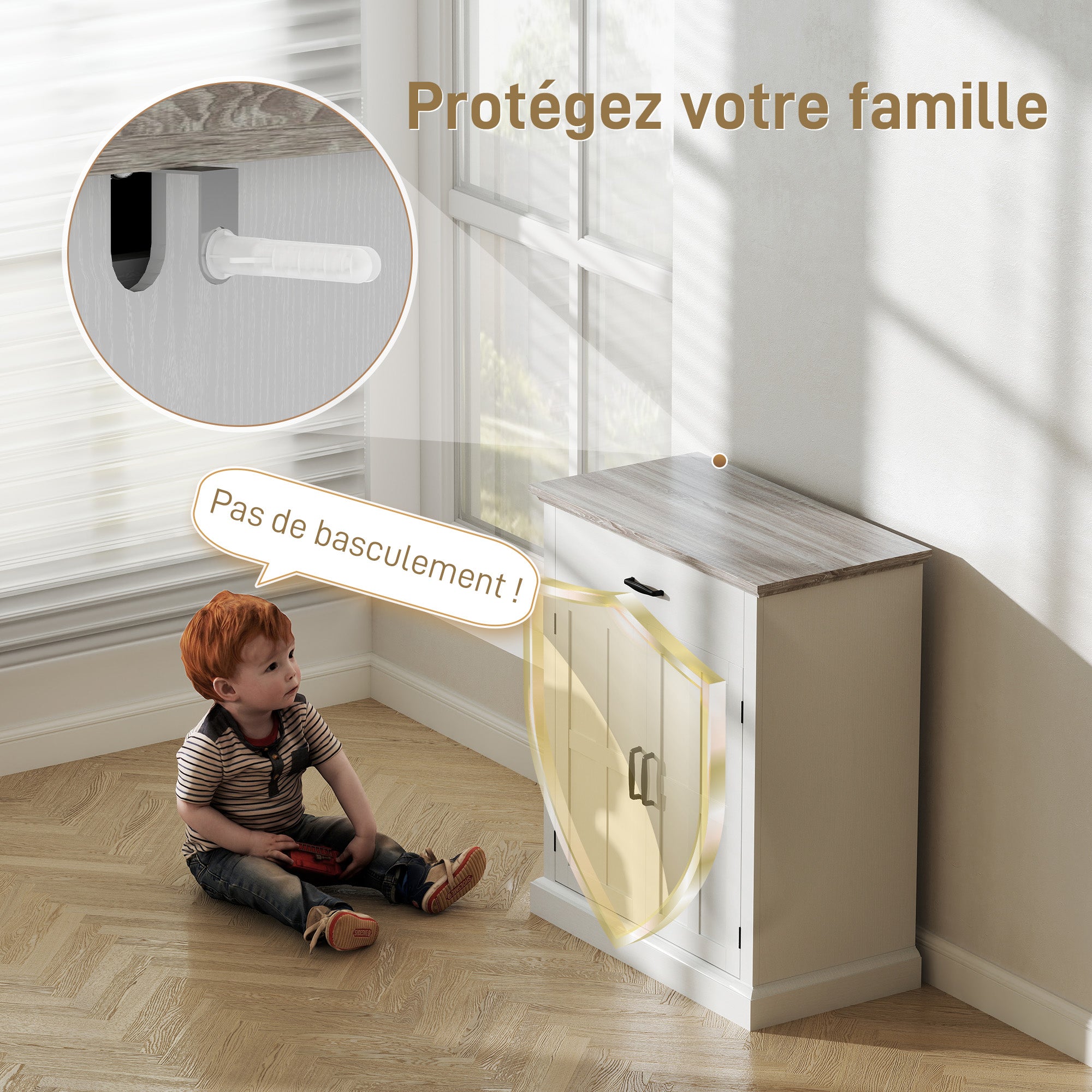 Buffet salon meuble de rangement style moderne avec placard à 2 portes, tiroir et étagère réglable - buffet salle à manger et salon, 75,2 x 40 x 91,5 cm, blanc