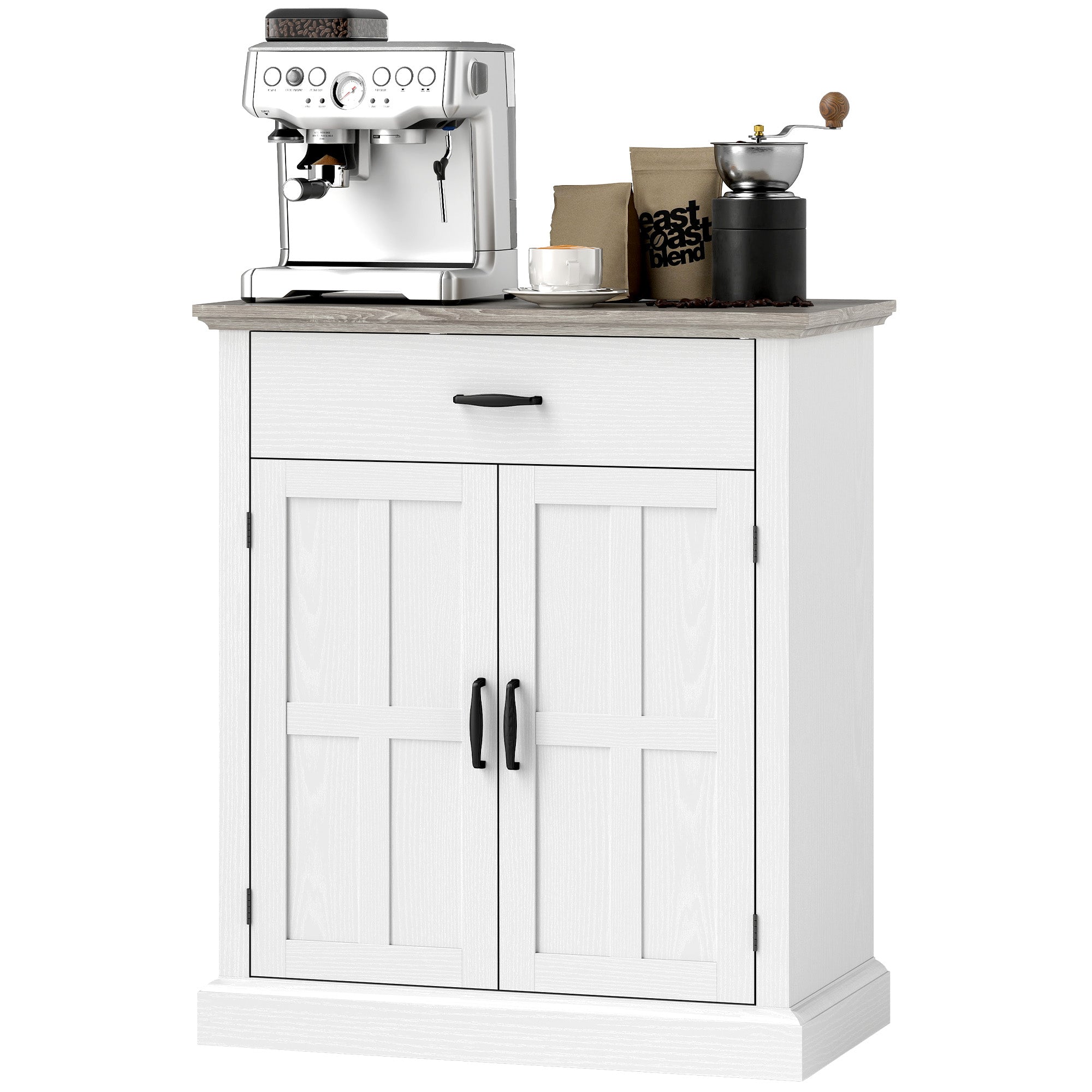 Buffet salon meuble de rangement style moderne avec placard à 2 portes, tiroir et étagère réglable - buffet salle à manger et salon, 75,2 x 40 x 91,5 cm, blanc