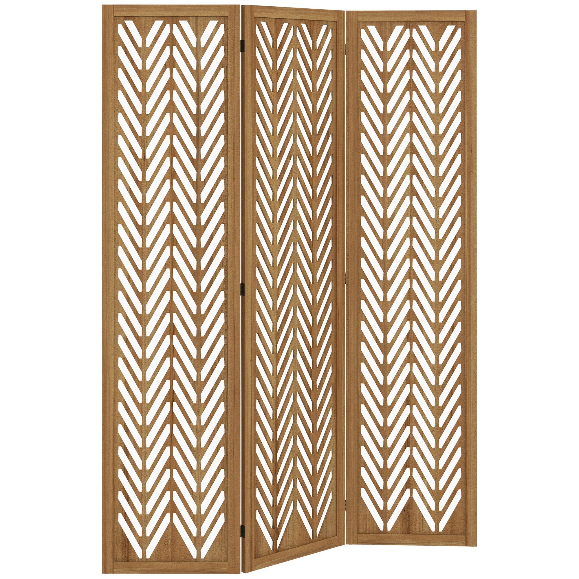 Paravent en bois ajouré séparateur de pièce closion intérieur pliable 3 panneaux en bois 120 x 170 cm naturel