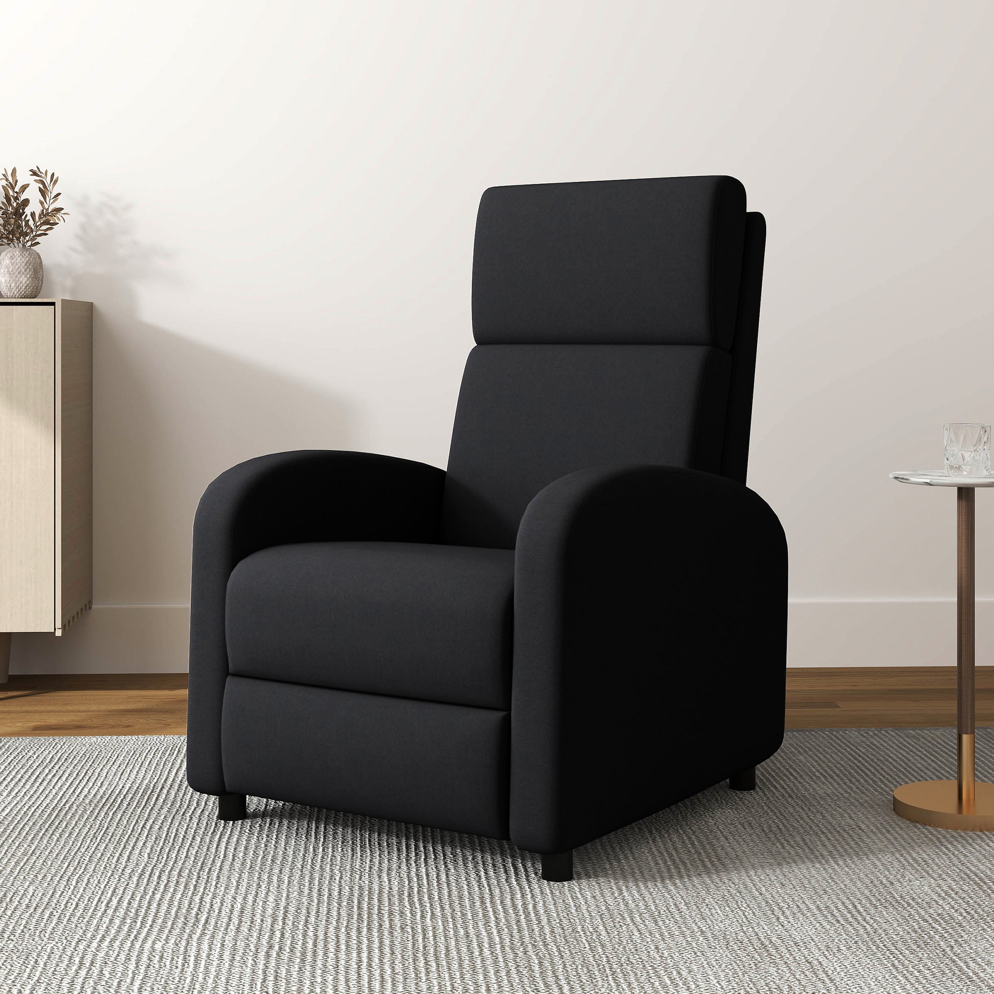 Fauteuil relax fauteuil de relaxation inclinable salon avec dossier réglable jusqu'à 160° manuellement, repose-pieds intégré pour salon chambre bureau home cinéma, charge 120 kg, noir