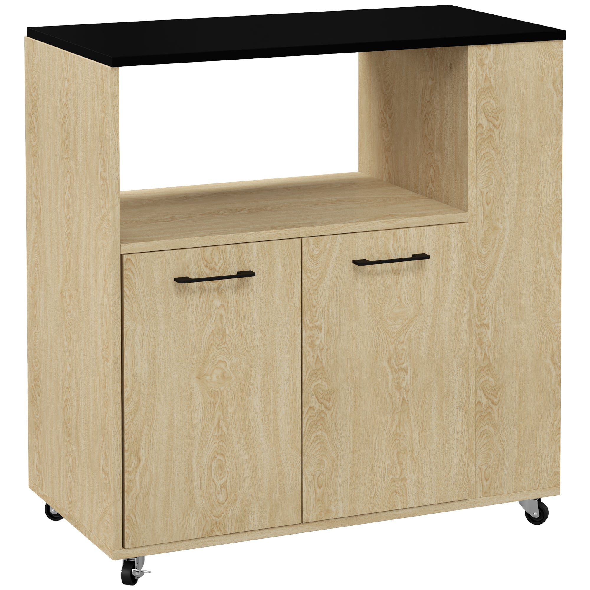 Desserte de cuisine à roulettes chariot de service étagère réglable multi-rangements meuble de rangement pour cuisine et salon 75 x 40 x 80,5 cm naturel noir