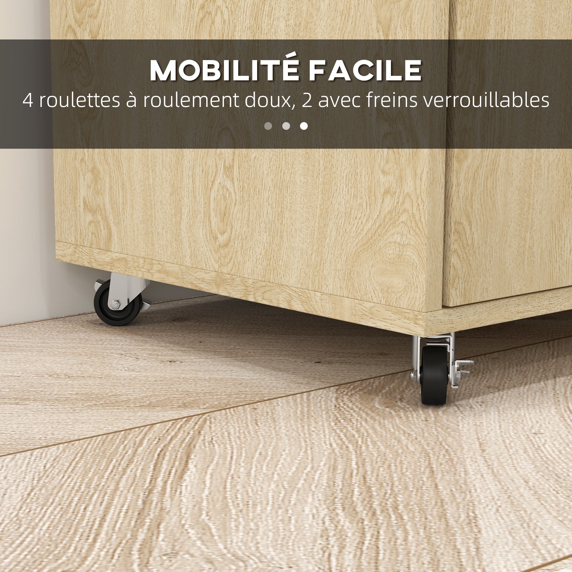 Desserte de cuisine à roulettes chariot de service étagère réglable multi-rangements meuble de rangement pour cuisine et salon 75 x 40 x 80,5 cm naturel noir