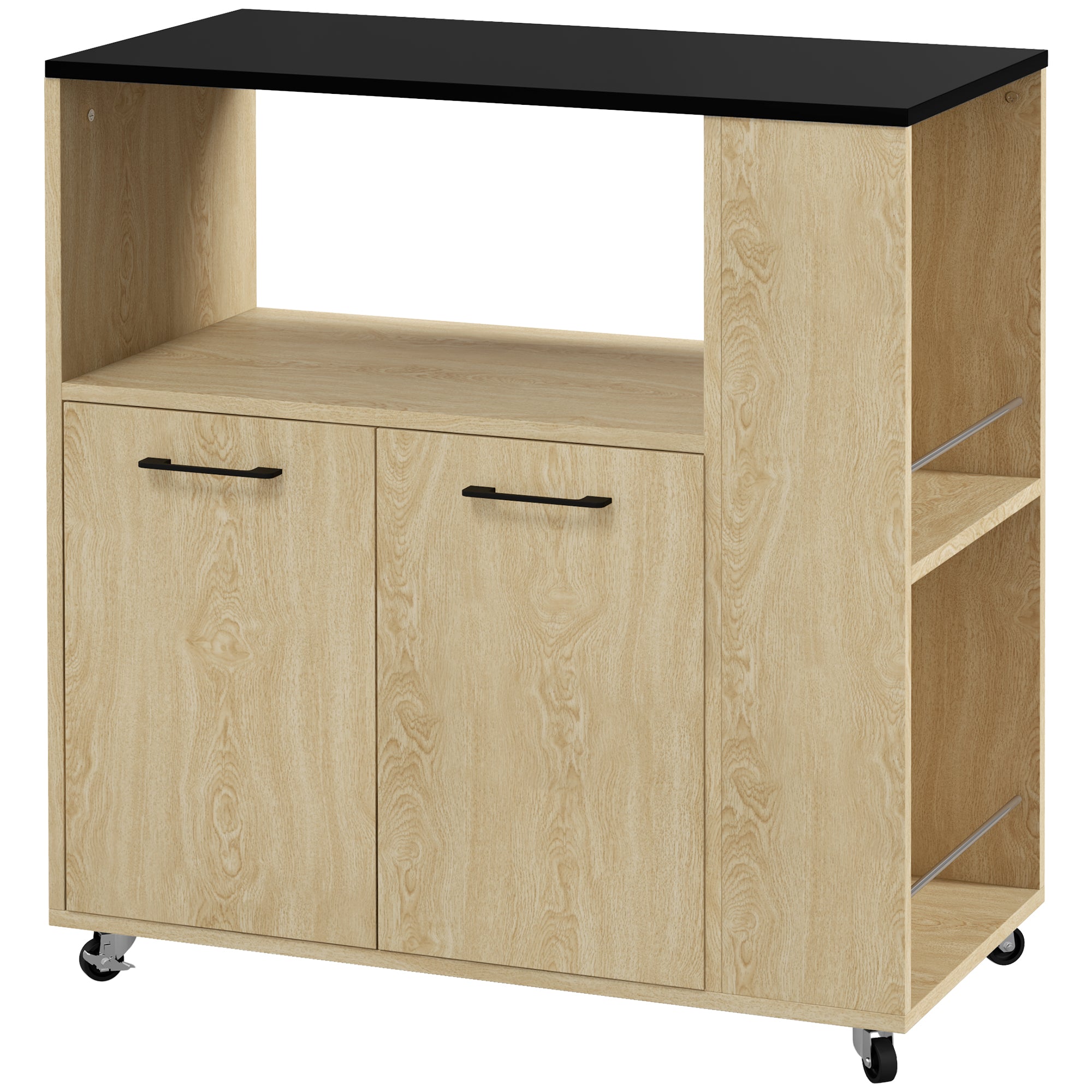 Desserte de cuisine à roulettes chariot de service étagère réglable multi-rangements meuble de rangement pour cuisine et salon 75 x 40 x 80,5 cm naturel noir
