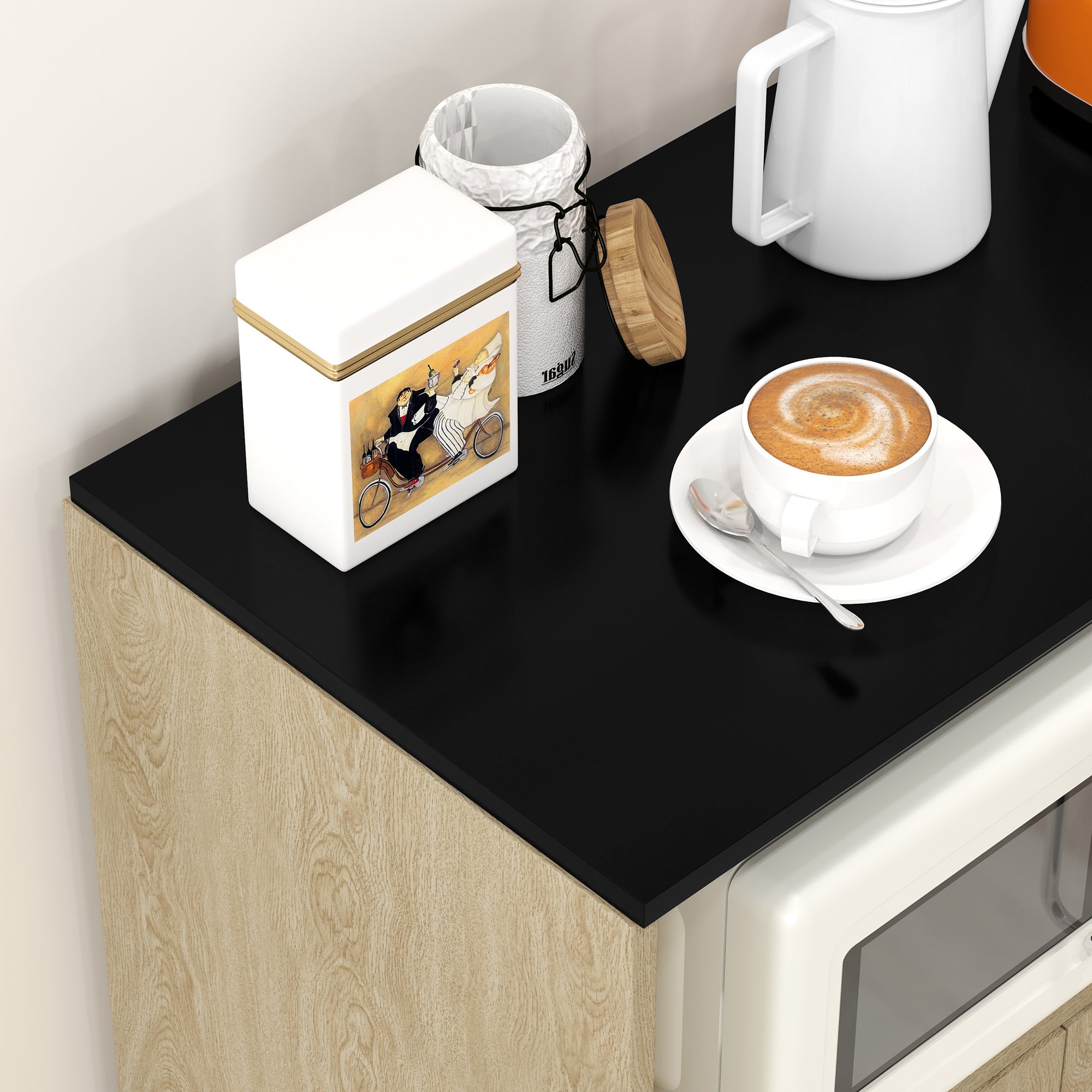 Desserte de cuisine à roulettes chariot de service étagère réglable multi-rangements meuble de rangement pour cuisine et salon 75 x 40 x 80,5 cm naturel noir