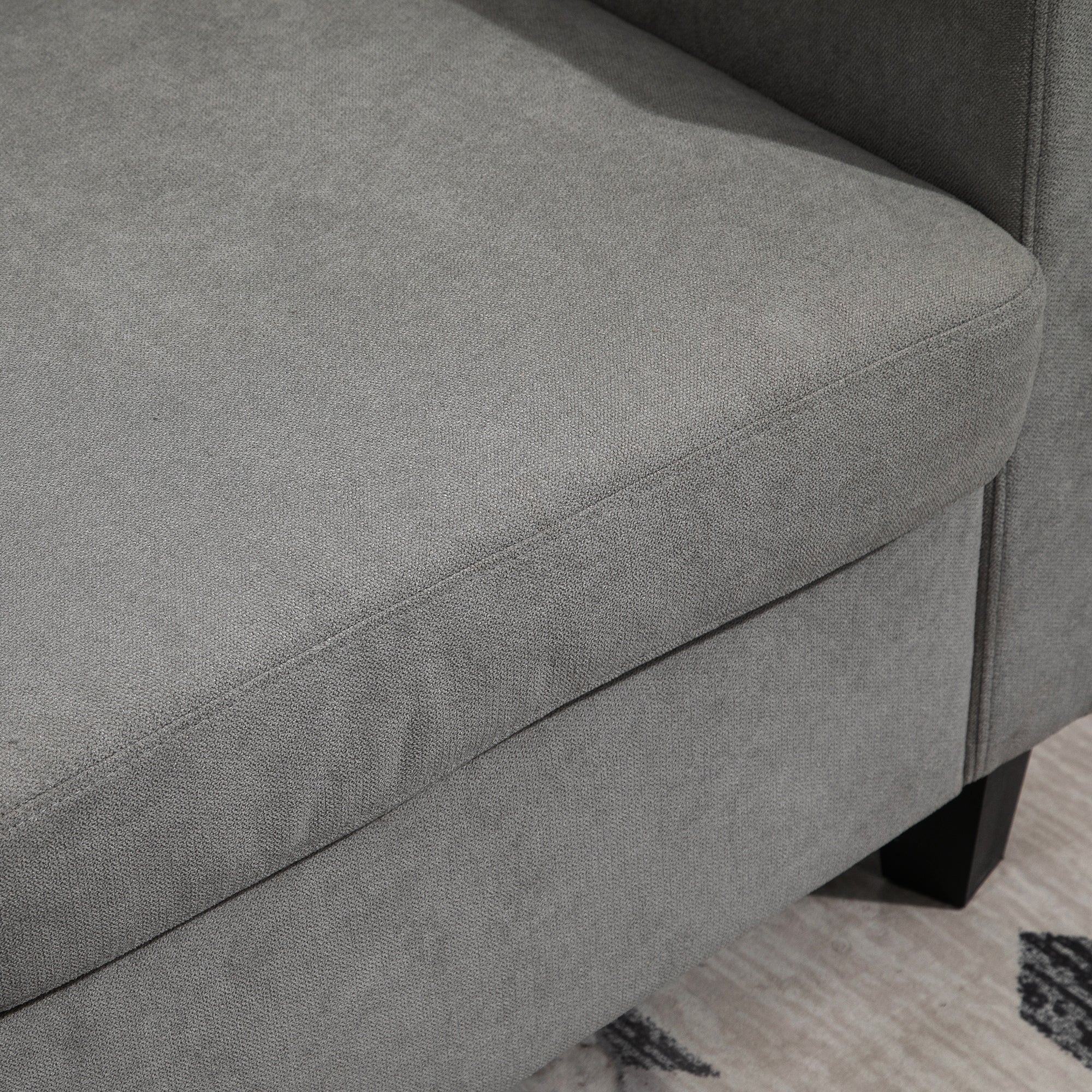 Canapé d'angle canapé 3 places avec méridienne réversible gauche ou droite pour salon, bureau, appartement, tissu polyester 197L x 139l x 91H cm gris clair