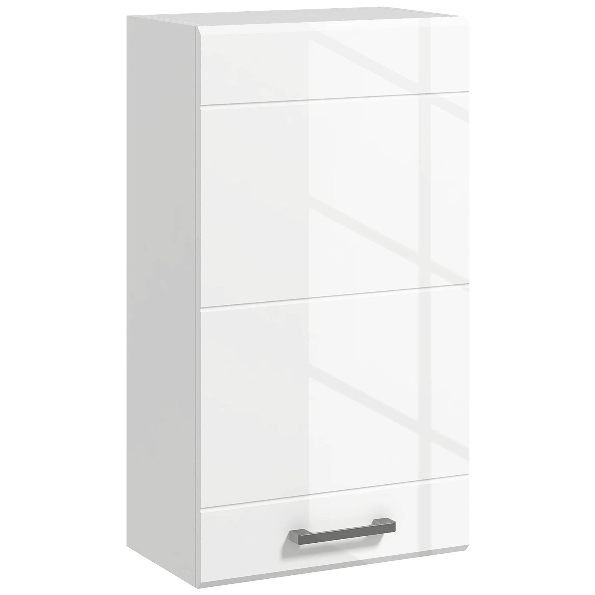 Armoire murale de salle de bain, placard de rangement toilette 3 niveaux, étagère réglable, 1 porte, moderne, armoire suspendue, 37 x 22,5 x 70 cm, blanc haut brillant